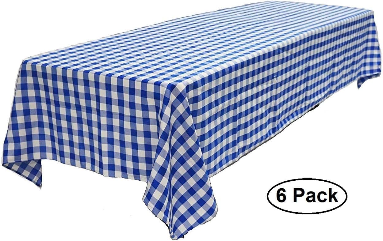 Pack of 6 Plastic Blue and White Checkered Table Covers - 6 Pack - Picnic Table Covers by Oojami