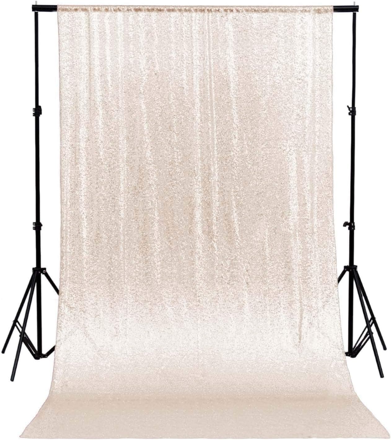 Ivory 8FTx8FT Sequin Photo Backdrop Sequin Backdrop Curtain Great Gatsby Party Decorations-1117E