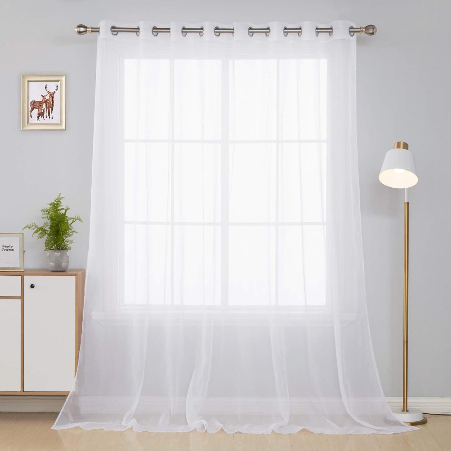 Deconovo White Wide Sheer Curtain Grommet Voile Drape Curtain for Patio Door 1 Panel 100x108 Inch