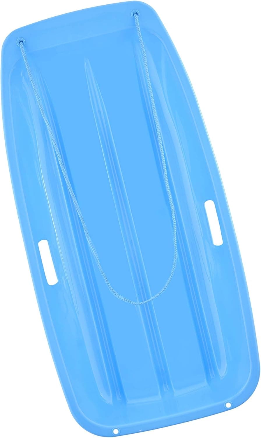 Superio Toboggan Snow sled for Kids and Adults - 35" Long with 2 Handles Pull Ropes (Blue)