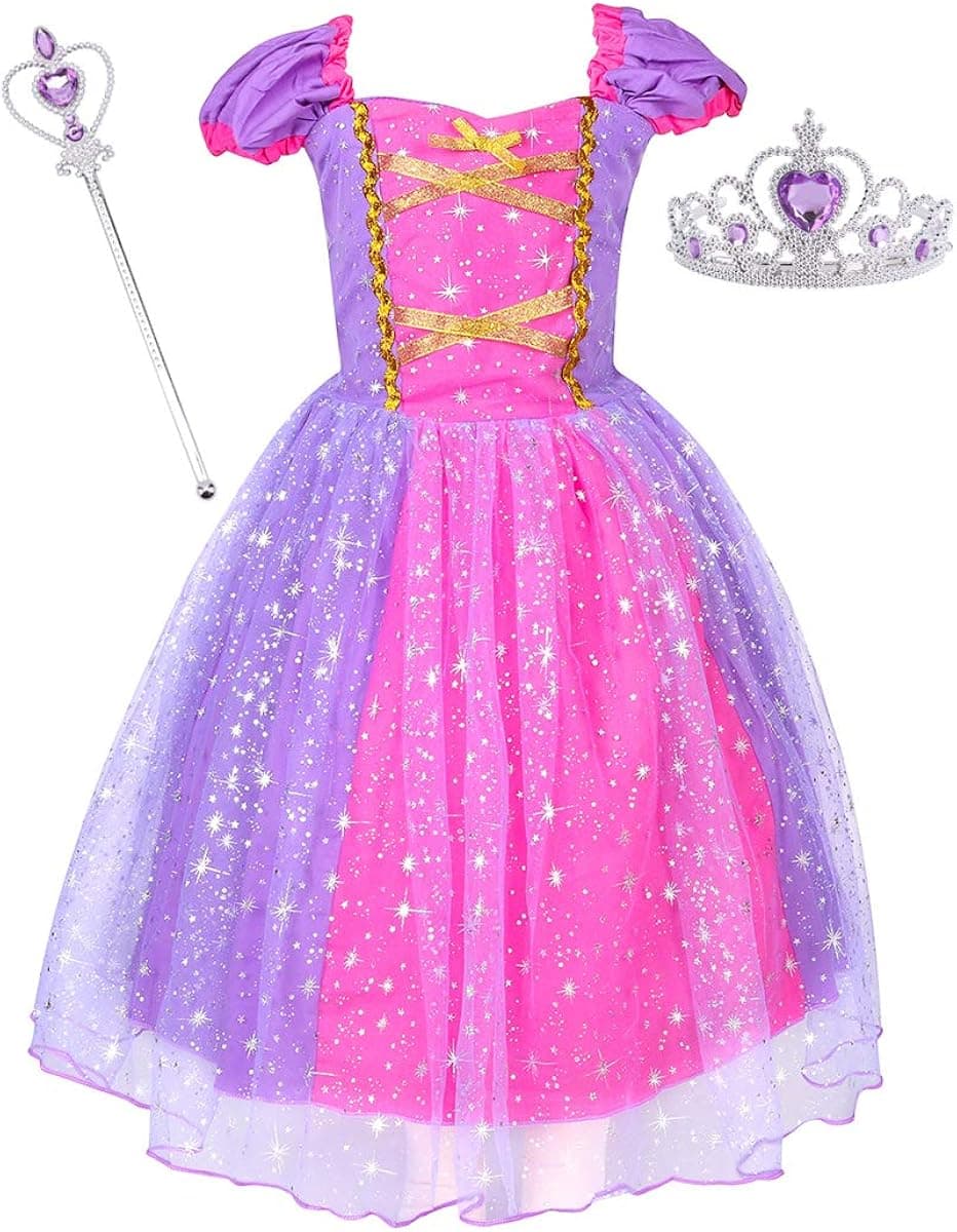 Suyye Princess Dress Costume for Little Girl Baby Shining Birthday Dress