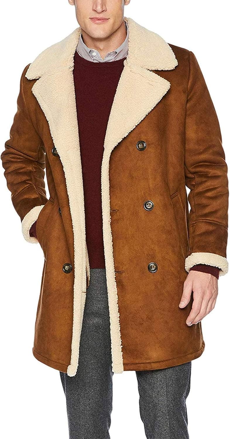 GUESS Men's Double Breast Faux Shearling