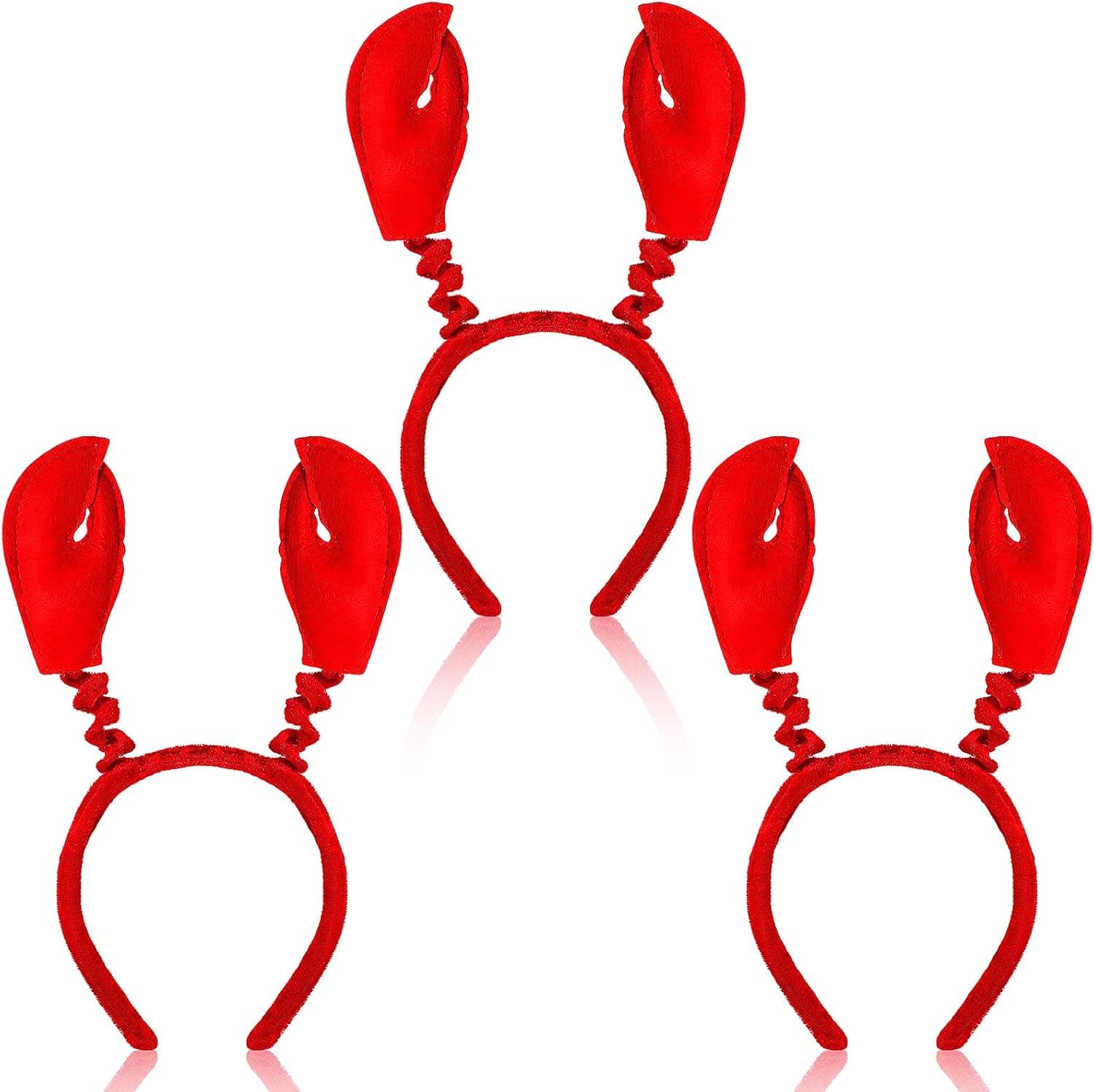 MTLEE 3 Pieces Crawfish Headbands Claw Head Boppers Crayfish Claws Headband Red Lobster Party Headwear Hair Accessories for Halloween Birthday Party Festivals Costume Cosplay Role Play Children Adult