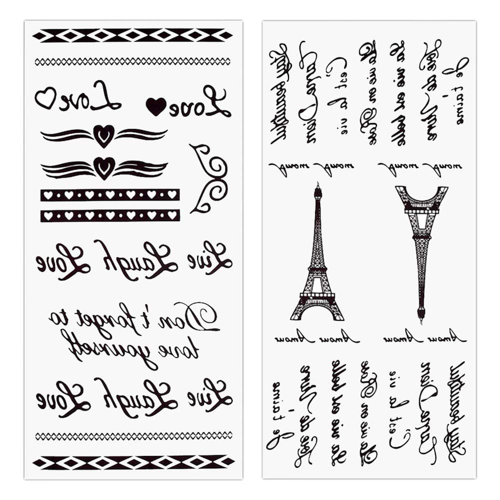 Glaryyears Letters Words Temporary Tattoo, 5-Pack Fake Tattoos, Long-lasting Realistic Tattoos Stickers for Body Finger Wrist, Vivid Life Like Lotus Beauty for Women Men Adults Party Supplies Favors