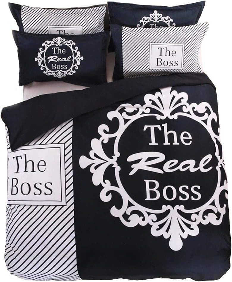 KTLRR Her Series of European and American Simple 3D Couple 4 Pieces Duvet Cover Set(no Comforter), Queen/King Herside Hisside Fashion Bedding Set (Queen, Pattern#1)
