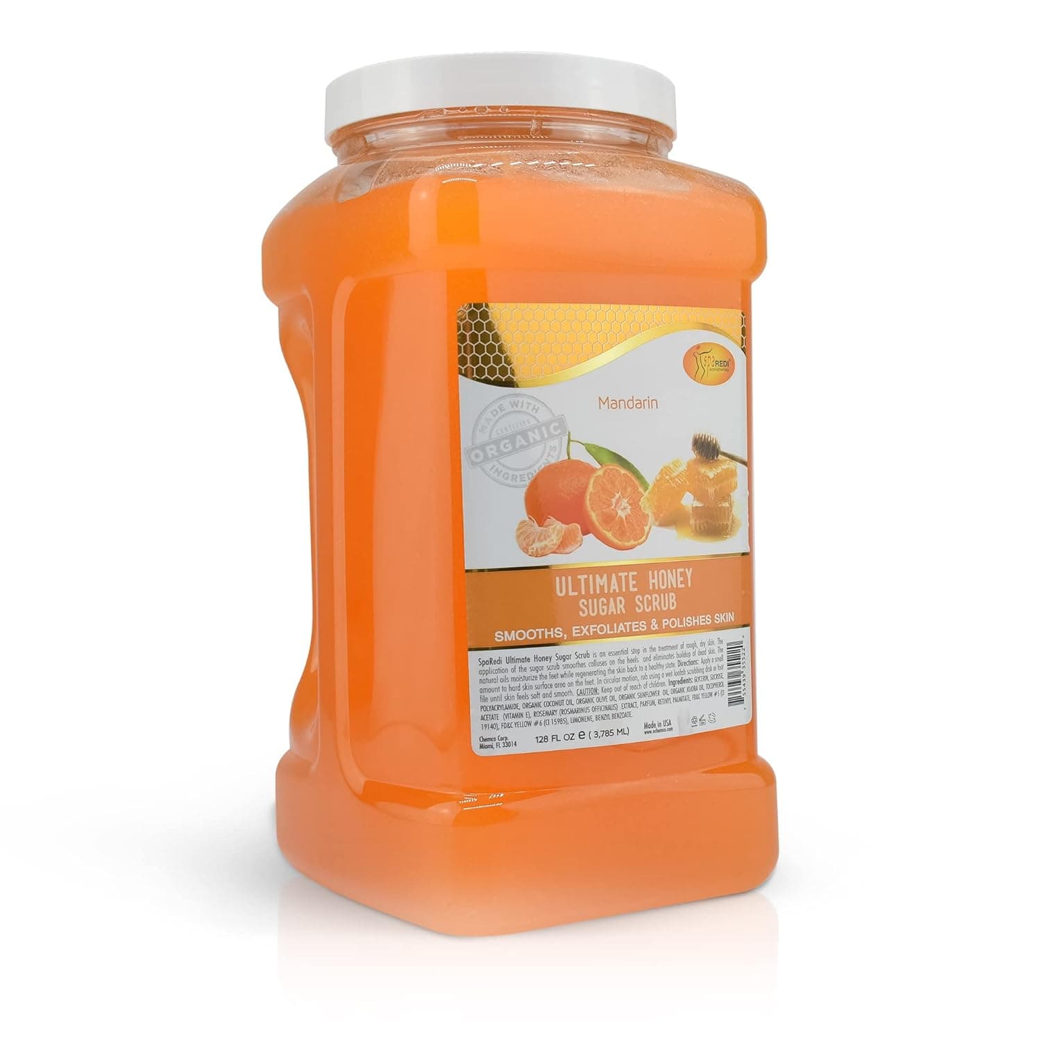 SPA REDI - Sugar Body Scrub, Mandarin Honey, 128 Oz, Exfoliating, Moisturizing, Hydrating and Nourishing, Glow, Polish, Smooth and Fresh Skin - Body Exfoliator