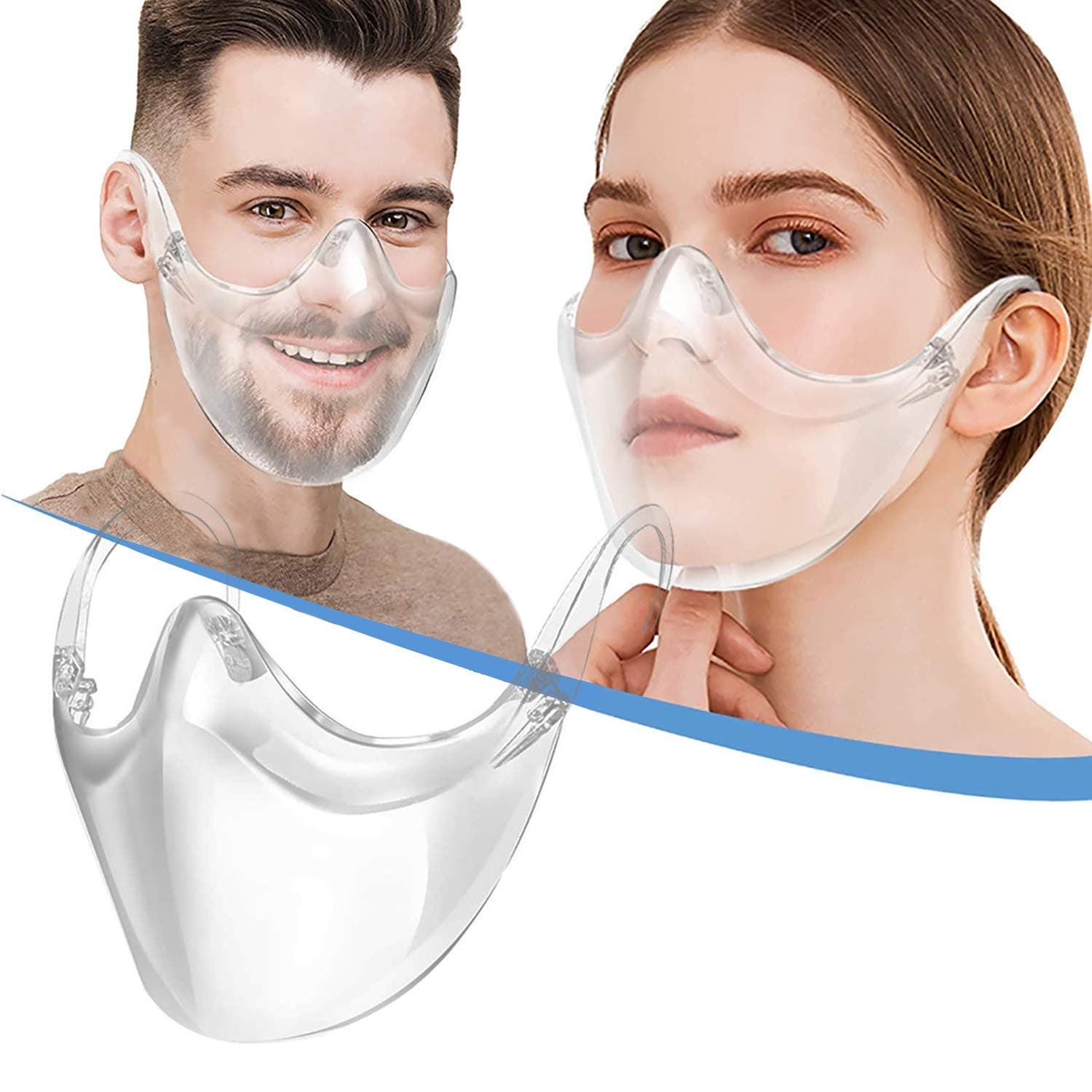 Transparent Face M_ask Clear Face Shield Combine Plastic Reusable Clear Face Bandanas Anti Fog and Breathable Visible Expression for Adults Also for Deaf and Hard of Hearing (1Pcs)