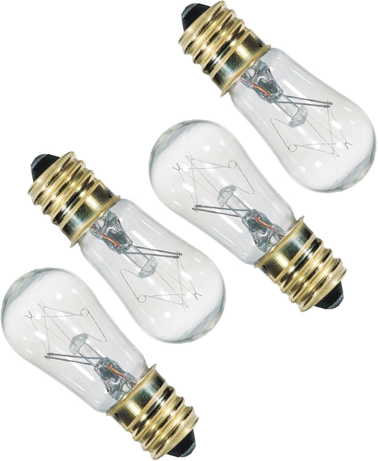 Dysmio 6-Watt 120 Volt 2700K Clear E12 (Candelabra) Base S6 Incandescent Light Bulb in Clear Finish for Night Lamp, Table Lamp, Salt Lamp, Light Fixtures - Pack of 4