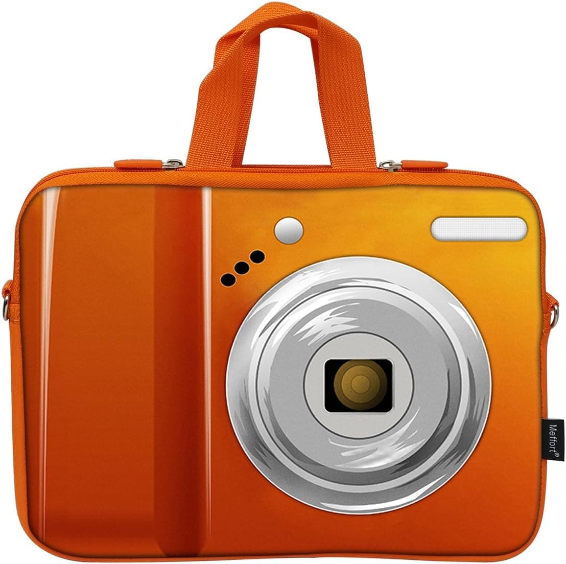 12 Inch Neoprene Laptop Sleeve Bag Carrying Case with Hidden Handle Design Compatible with MacBook Air, Ultrabook, Chromebook - Orange Camera