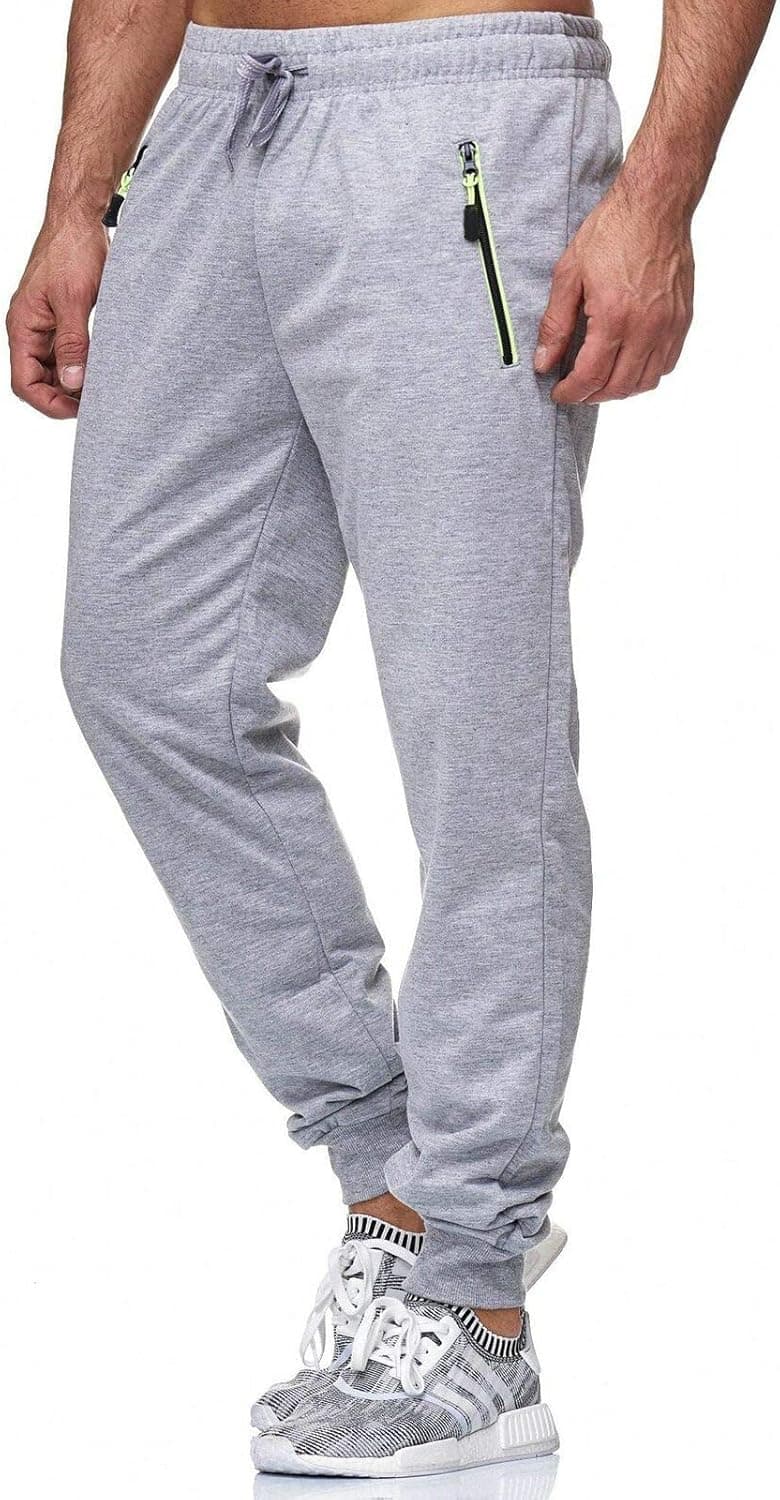 Newbby Mens Athletic Elastic Waist Drawstring Joggers Casual Closed Bottom Lounge Pants Gym Sweatpants with Zipper Pockets
