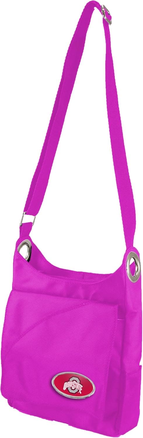 Littlearth Women's NCAA Ohio State Buckeyes Grommet Cross Body Purse, 8.5" x 2" x 7.5", Team Color