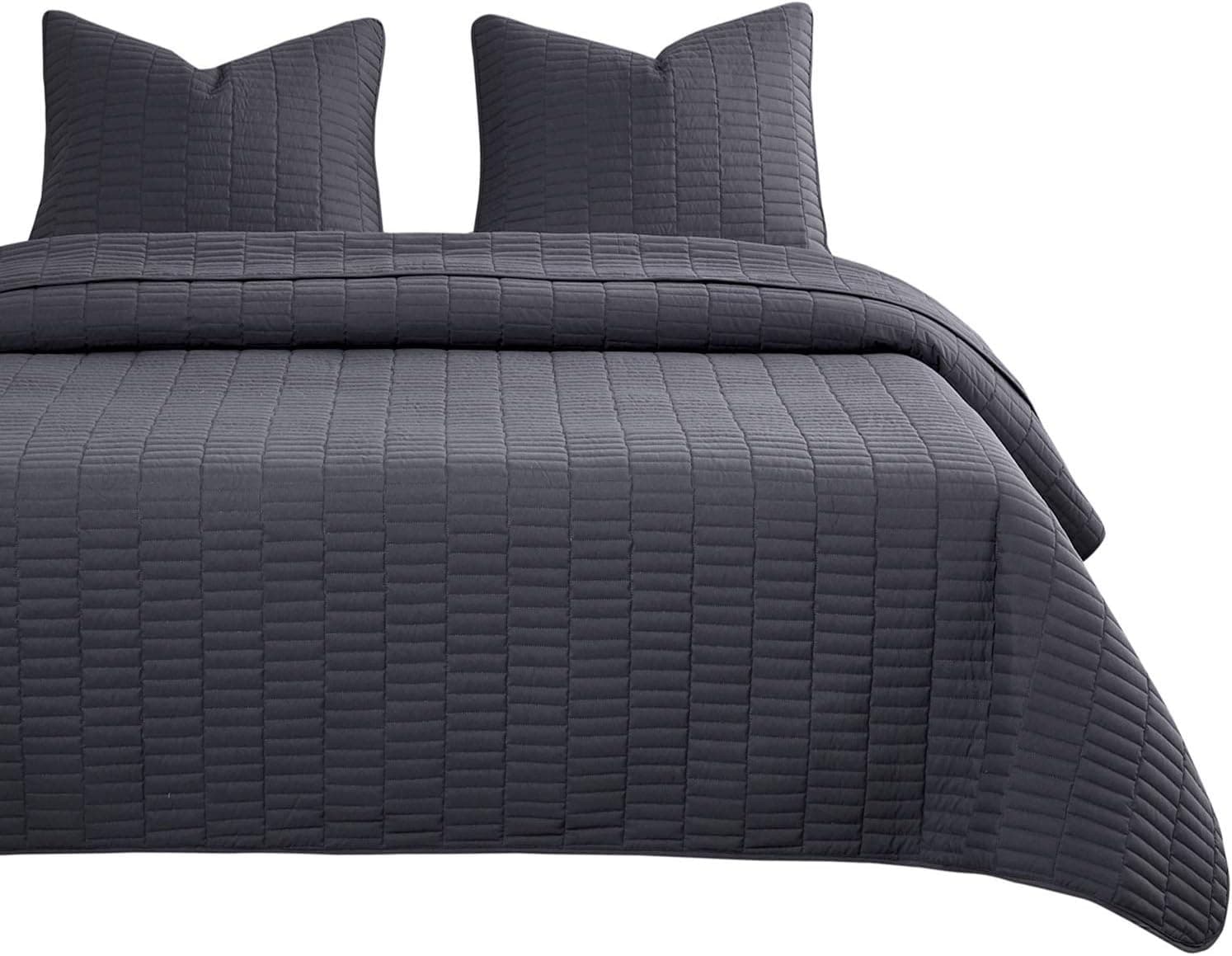 Wake In Cloud - Gray Quilt Set, Soft Microfiber Bedspread Coverlet Bedding (3pcs, King Size)