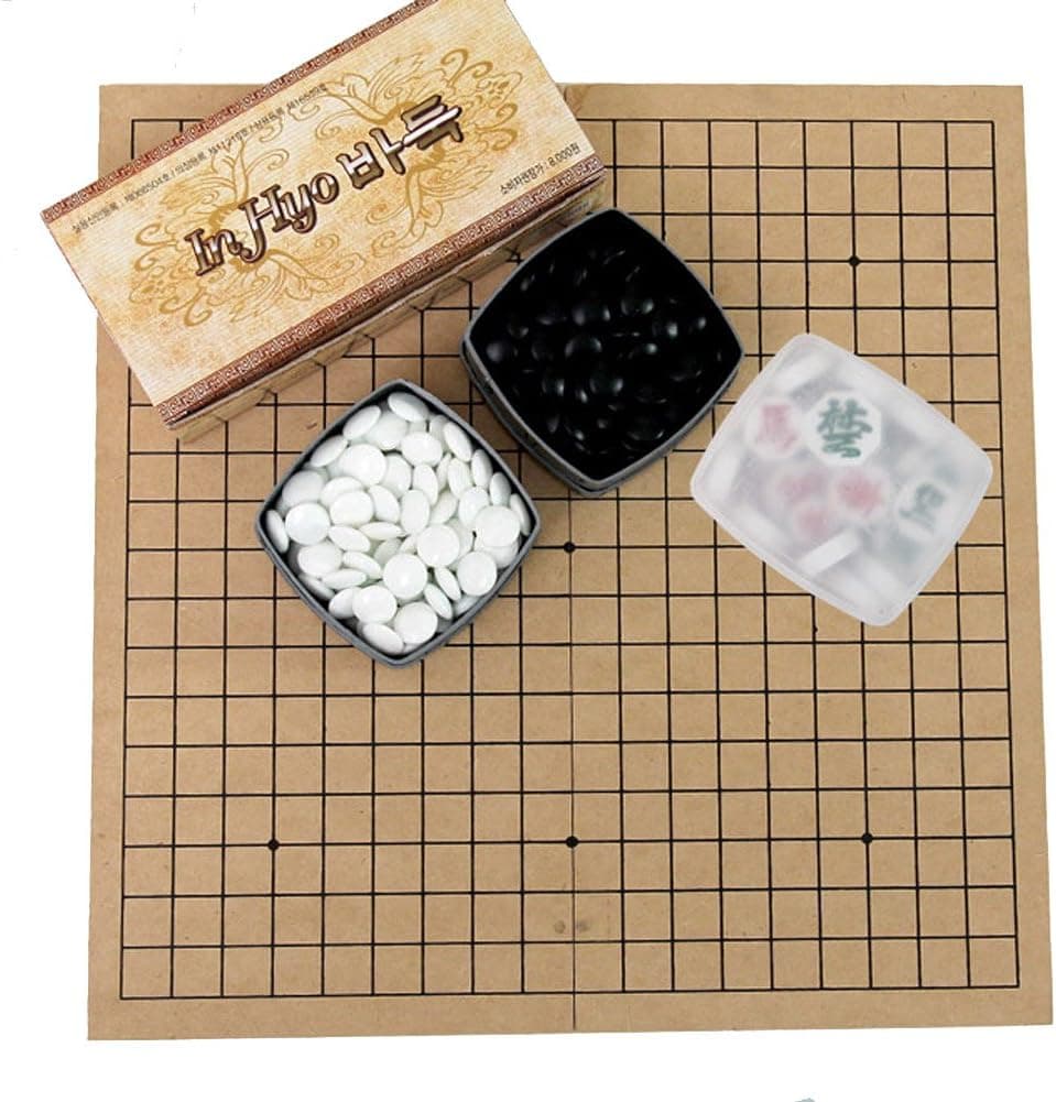 Inhyo GO Set and Chinese Korean Chess at Back Side / Go Board Games/ Go Stones Xiang-qi Board Game / baduk and janggi Sets