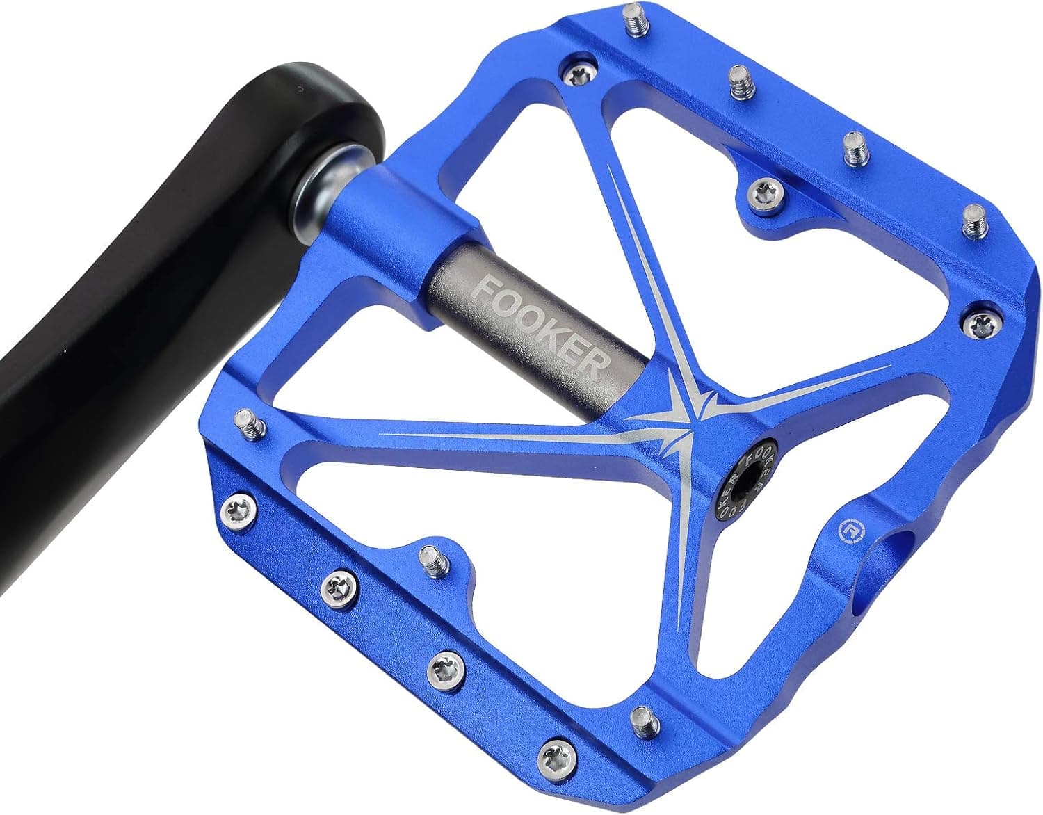 FOOKER Mountain Bike Pedals Non-Slip Bike Pedals Platform Bicycle Flat Alloy Pedals 9/16 Needle Roller Bearing