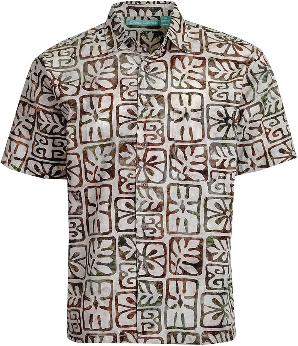 Artisan Outfitters Mens Moonstone Batik Cotton Hawaiian Shirt
