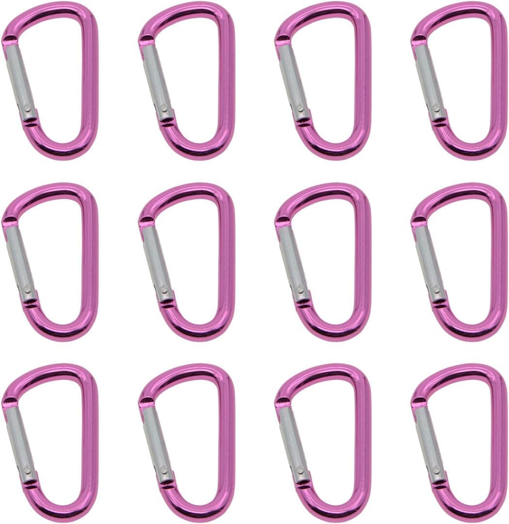 Carabiner Clip Keychain, D Ring Caribeaner Clip,12PCS Carabiner Aluminum Buckle Keychain Clip, Spring Snap Key Chain Clip Hook