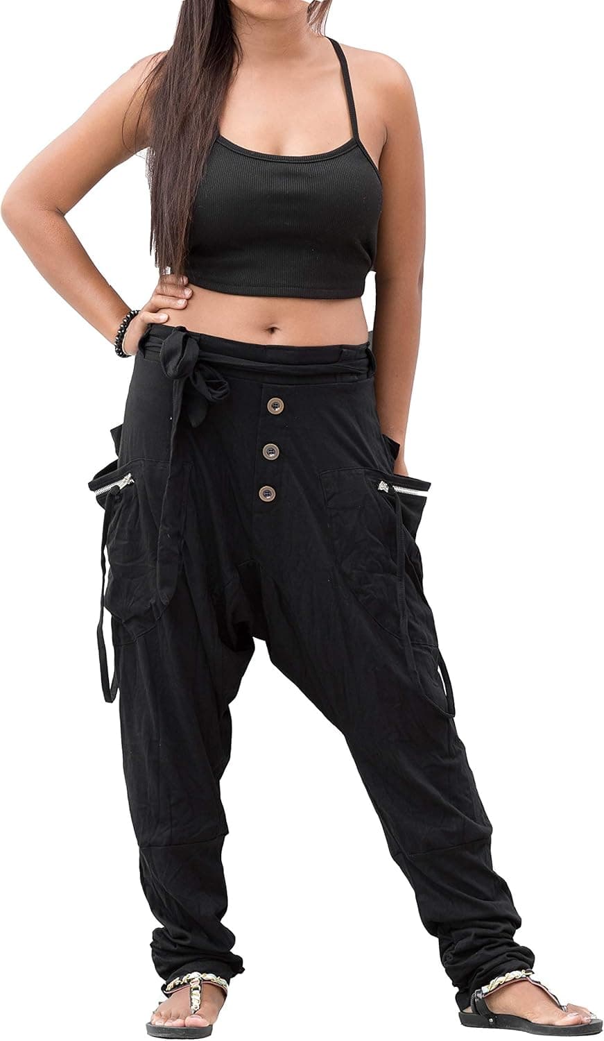 Thaluta Women's Harem Loose Yoga Travel Lounge Pants with Pockets Casual Boho