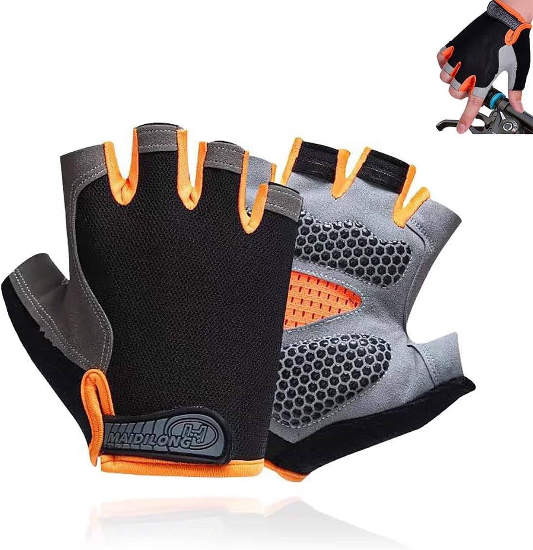AOHLIKOS Gel Men's Road Cycling Gloves,Half-Finger Biking Glove,MTB Road Bicycle Gloves,Gel Pad Shock-Absorbing Anti-Slip Breathable Motorcycle Mountain Bike Gloves,Boys,Girls,Unisex.