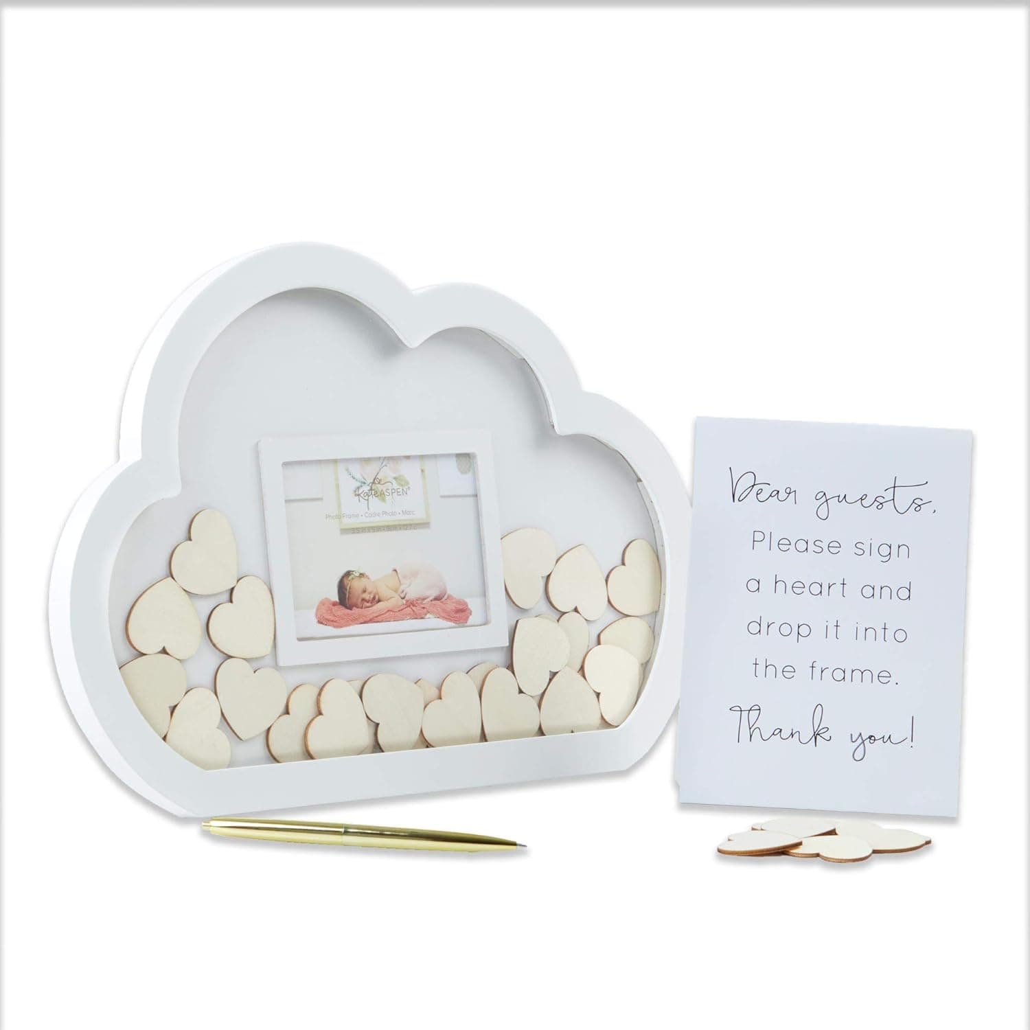 Kate Aspen Baby Shower Guest Book Cloud Frame Guestbook Alternative, One Size, White