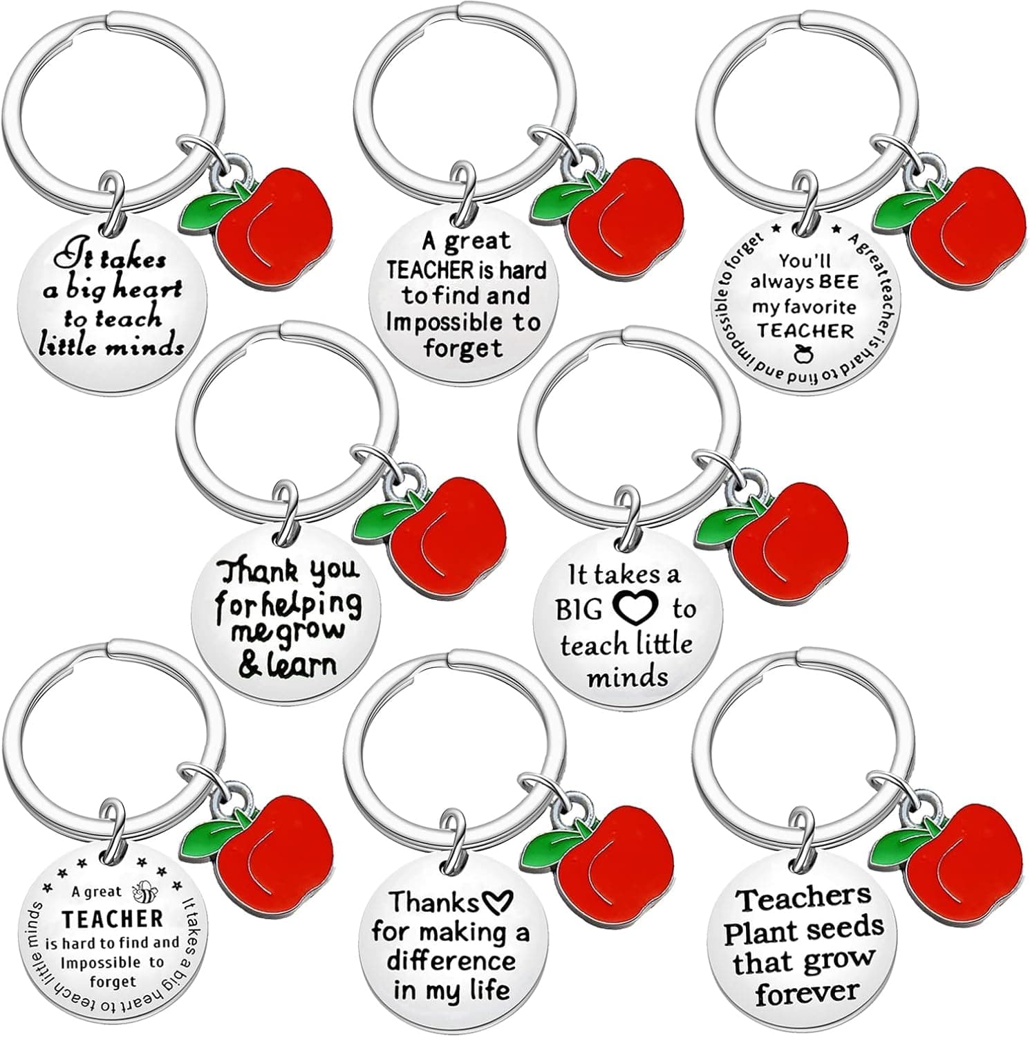 malyunin 8PCs Teacher Keychains In Bulk Teacher Appreciation Gifts Teachers Gifts For Women Thank You Gift For Teachers