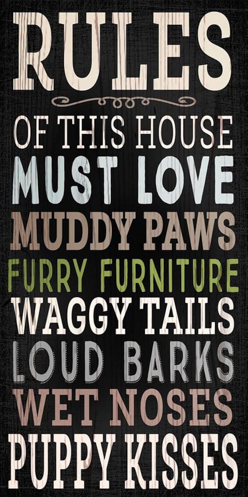 Fan Creations Pet Dog Wood Sign - Rules of This House
