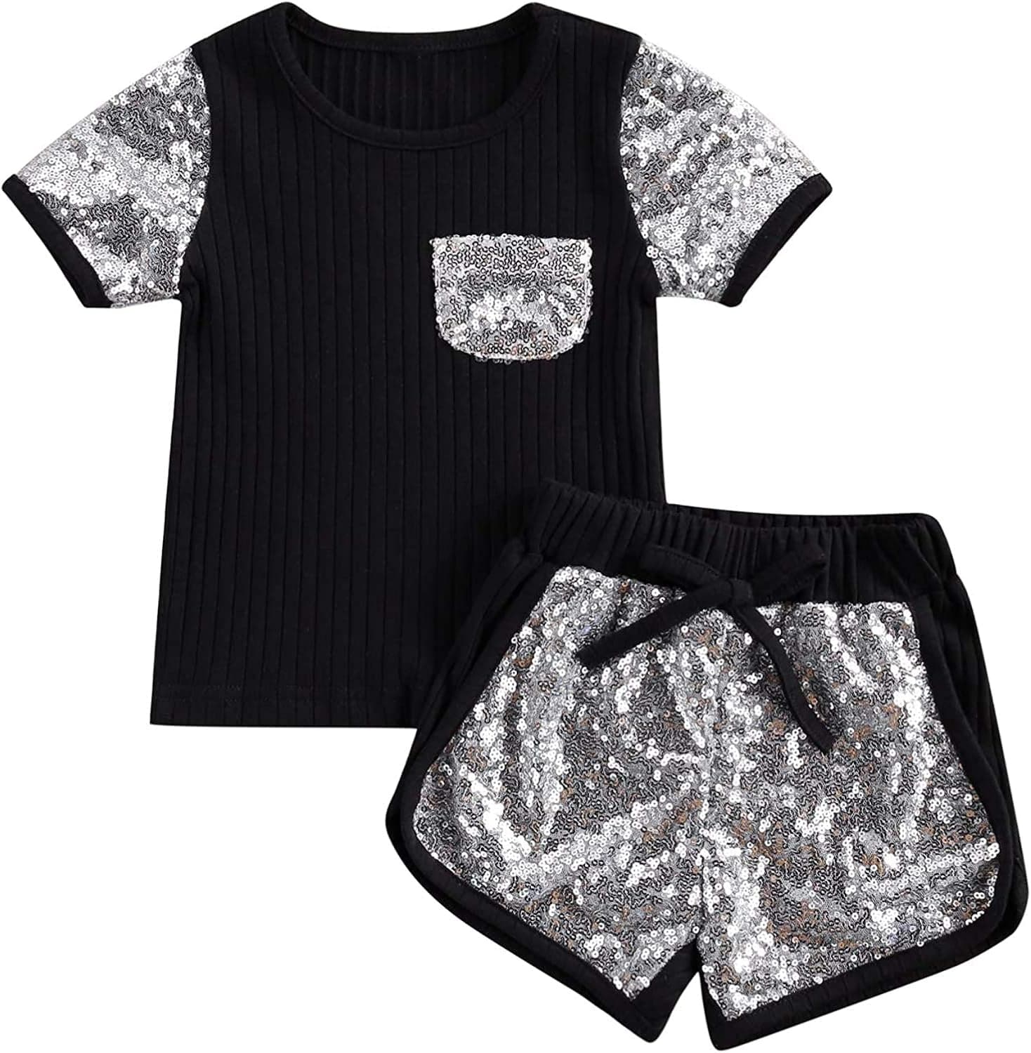 Toddler Kids Baby Girls Summer Clothes Leopard Print Short Sleeve Tops T-Shirt & Casual Shorts Outfit Sets