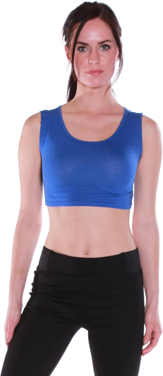Emmalise Women's Active Muscle Crop Tank Top Shirt Tee Royal L