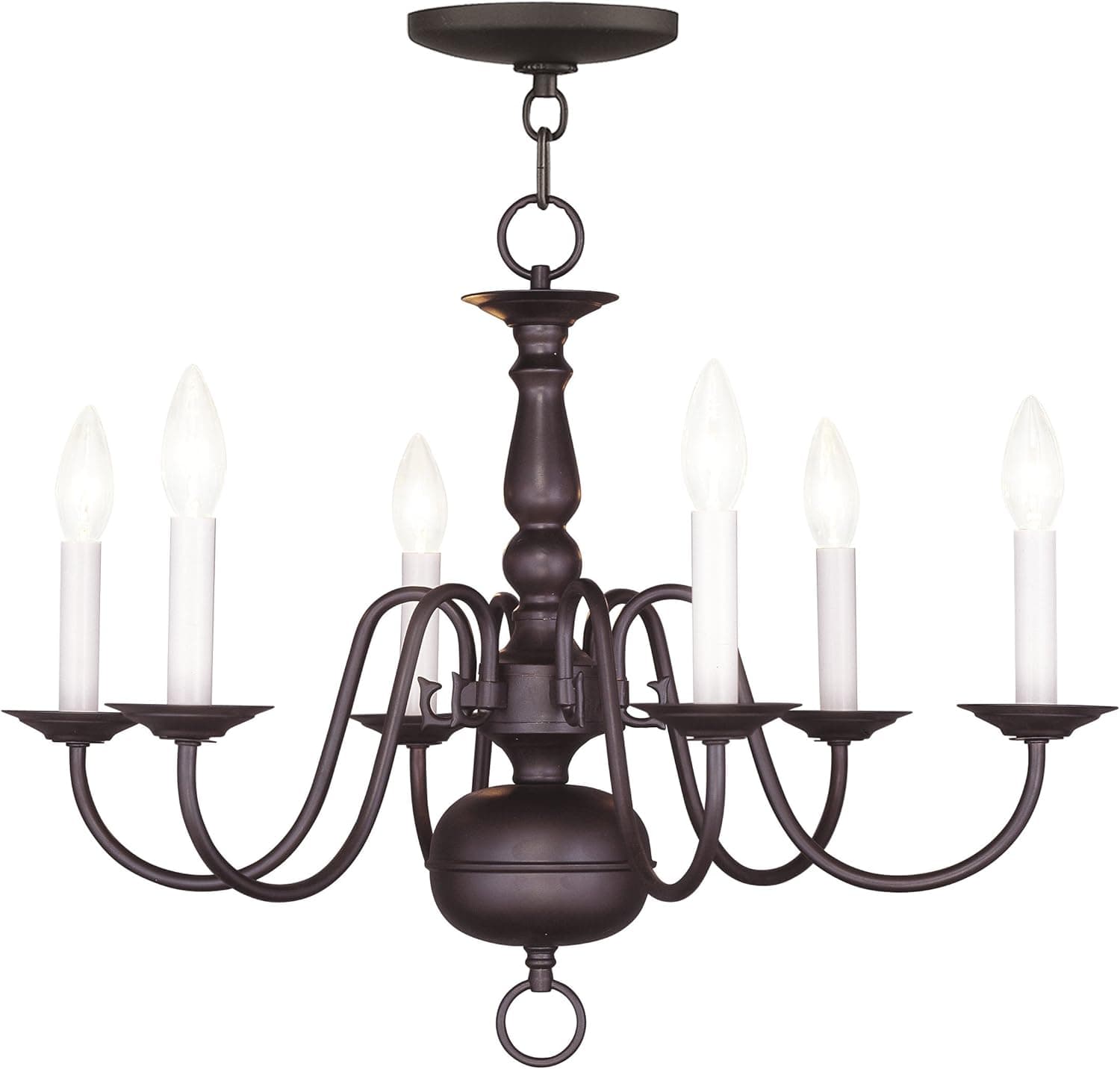 Livex Lighting 5006-07 Williamsburg 6-Light Chandelier, Bronze, 18Hx24W