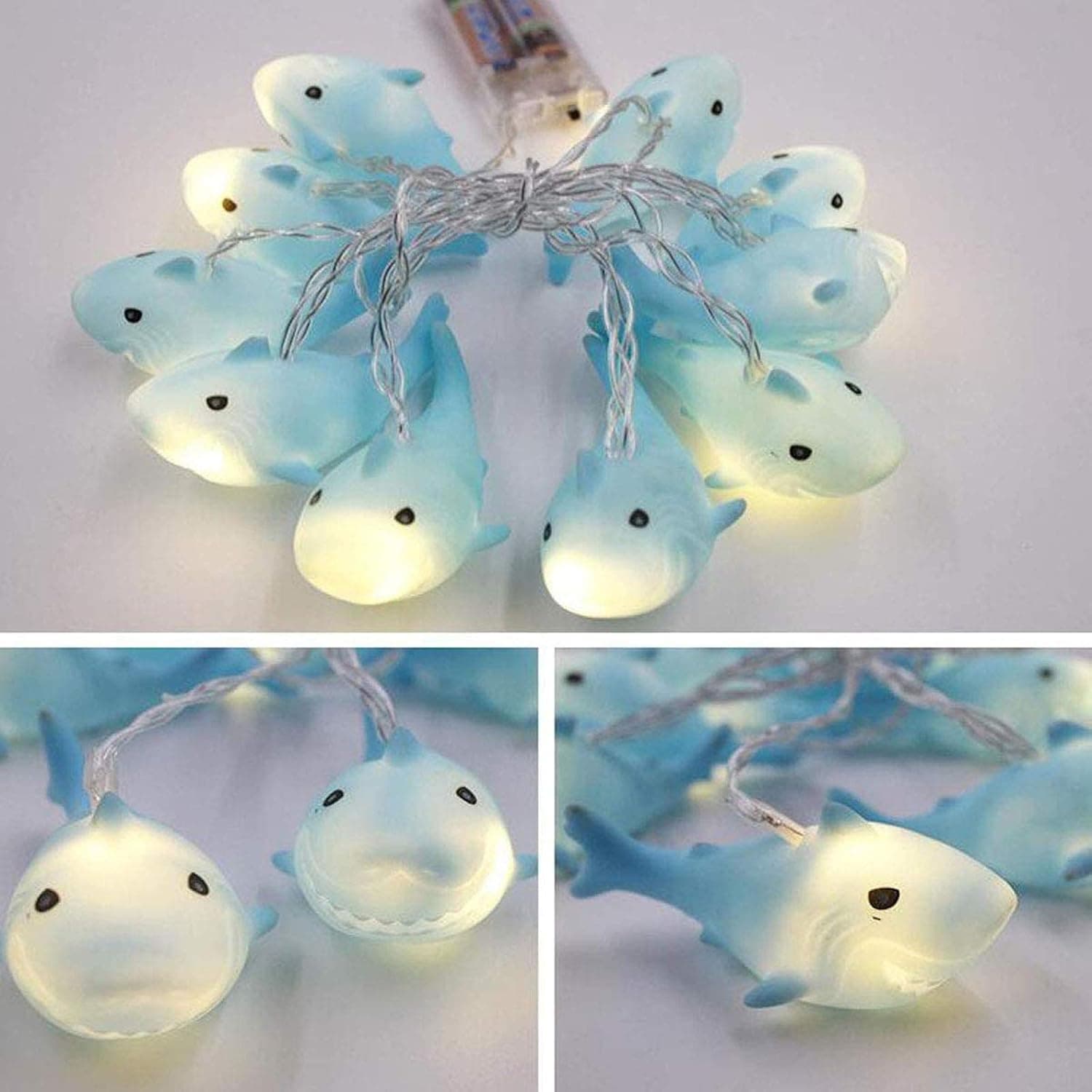 Gugou 1.5M 10 Lights Battery Powered Cute Animal Spotty Dog Shape LED String Lights for Indoor/Outdoor Halloween Christmas Thanksgiving Home Party Children Kids Bedroom Decoration (Shark)