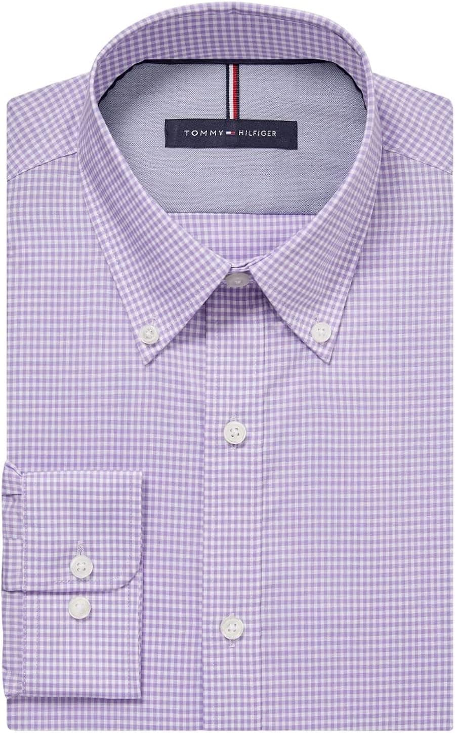 Tommy Hilfiger Men's Dress Shirt Slim Fit Non Iron Gingham