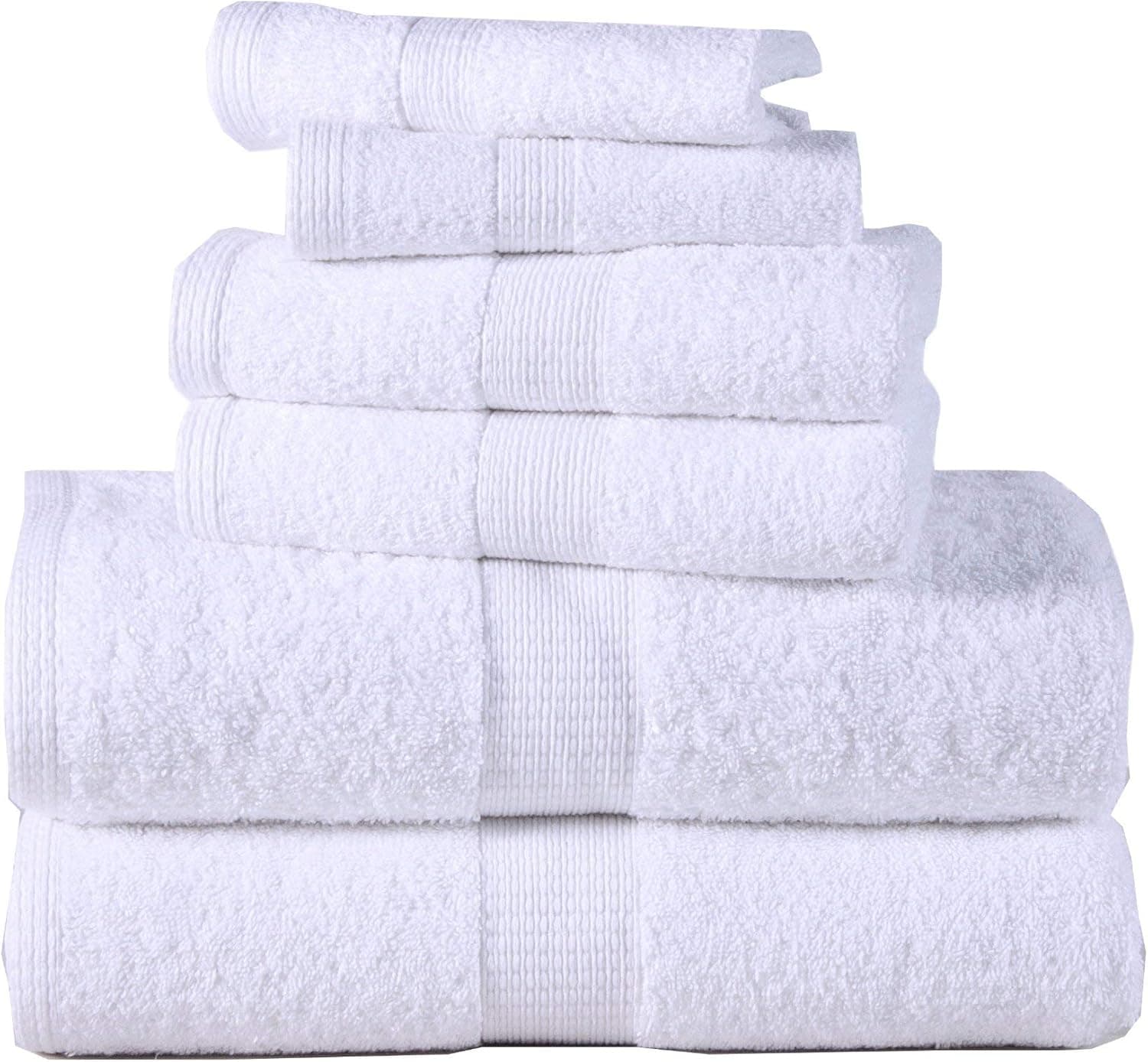 LANE LINEN White Bath Towels for Bathroom Set-100% Cotton 6 PC Bathroom Super Soft Hotel Collection Set - 2 Towel Hand Washcloths White Towels Sets