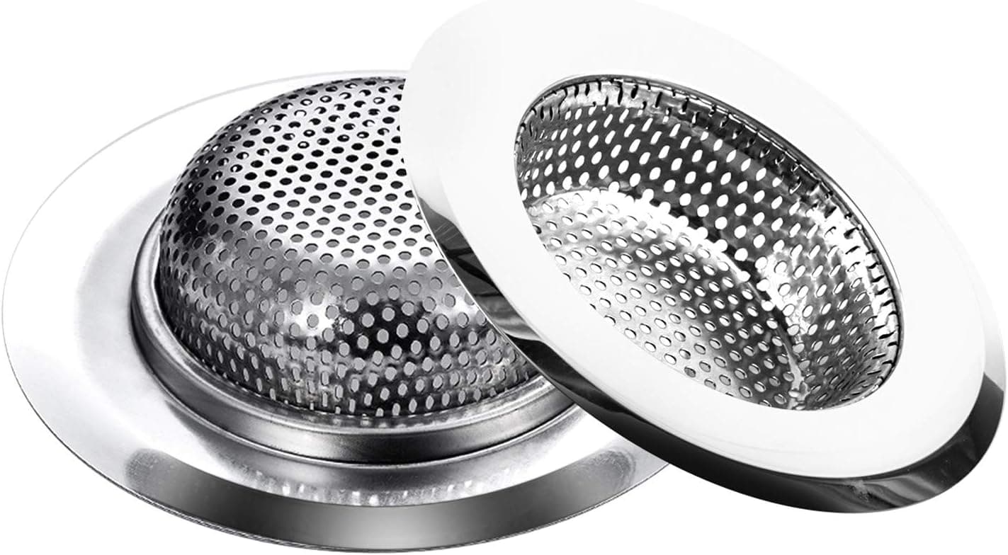 Kitchen Sink Strainer, McoMce 2 Pack Reusable Sink Drain Strainer, High Quailty Stainless Steel Sink Strainer, Large Wide Rim 4.5” Diameter Sink Strainer Basket for Most Kitchen Drain Strainer