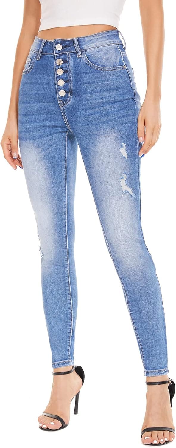VIPONES Jeans for Women High Waisted Skinny Stretch Soft Slim Fit Distressed Comfy Denim Pants