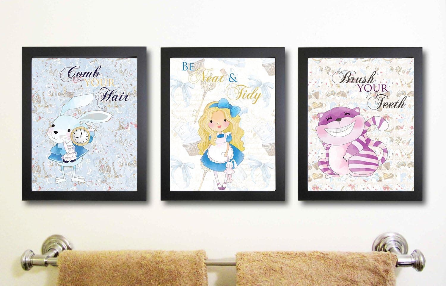 Beautiful Alice Bathroom Wall Art Decor (Set of Three)