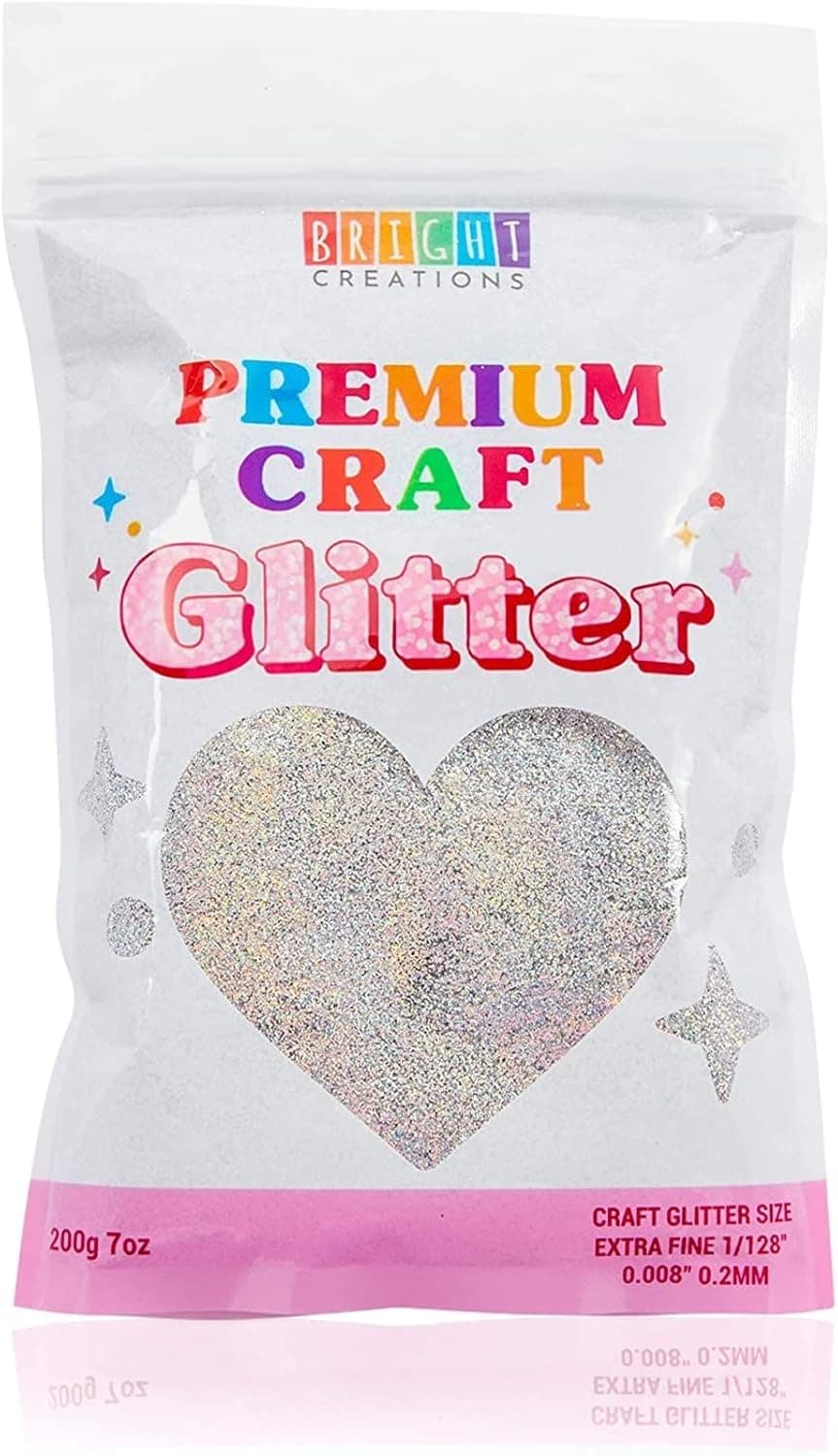 7oz, 200 Gram Silver Powder Glitter for DIY Crafts, Resin, and Nail Art