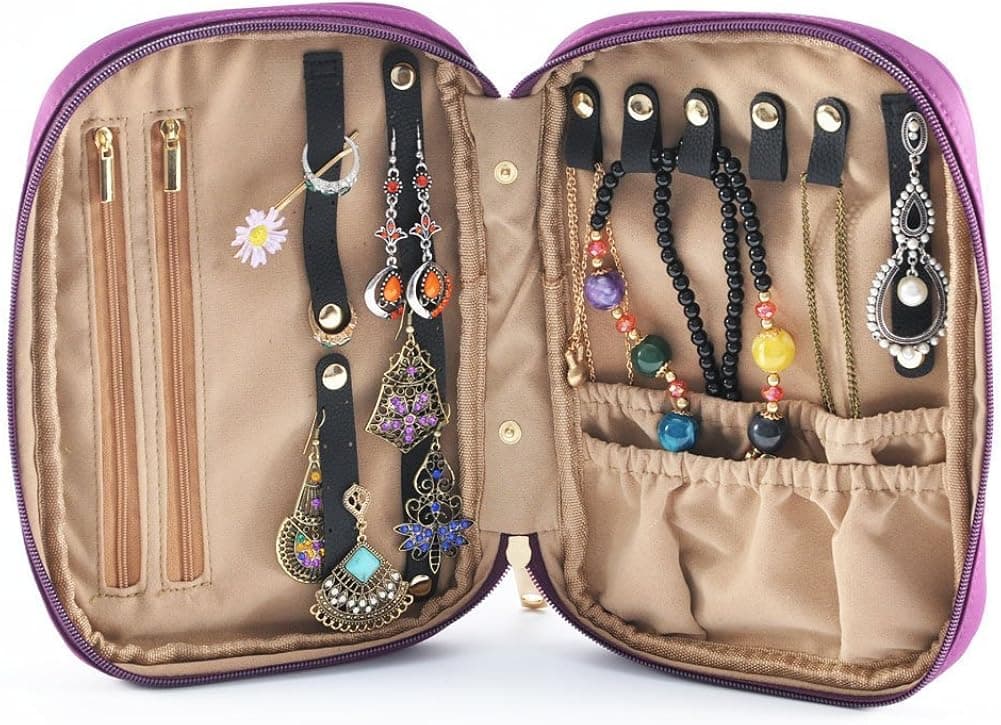Ke.movan Travel Jewelry Organize Case Water-Resistant Jewerly Bag with Carry On Pouch