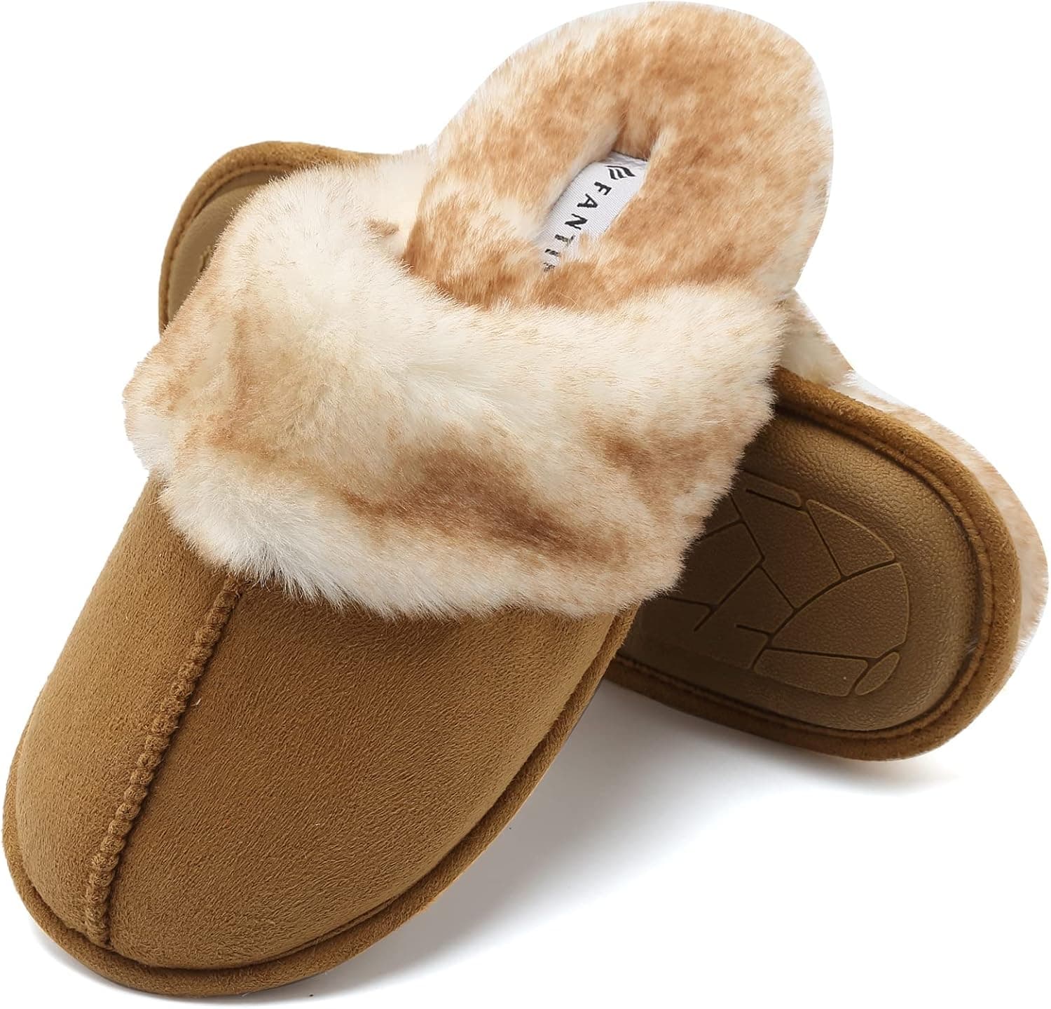 CIOR Women’s Memory Foam Slippers Faux Fur Lining Slip-on Clog Scuff House Shoes Indoor & Outdoor