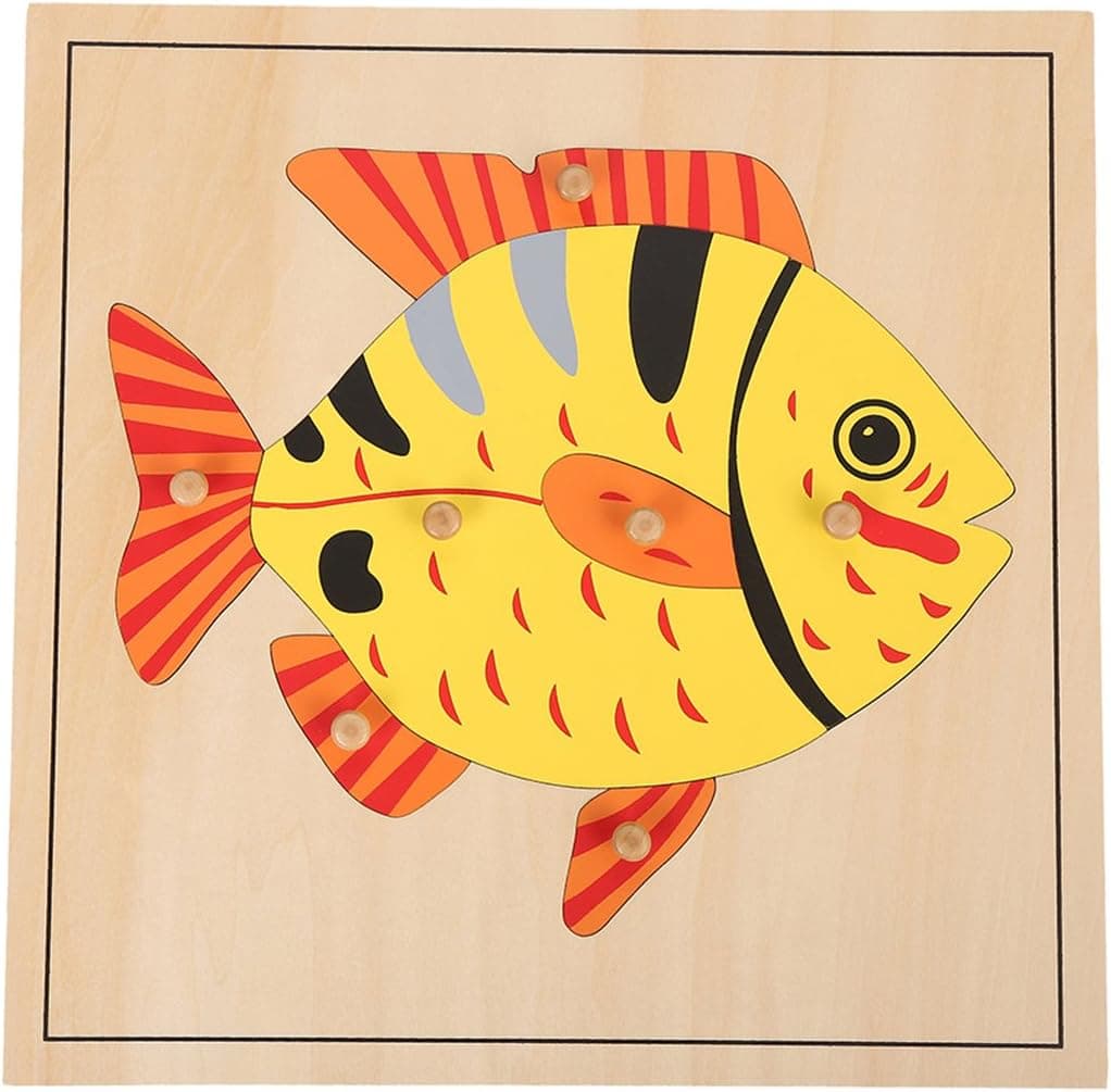 LEADER JOY Montessori Nature Materials Fish Puzzle for Early Preschool Learning Toy