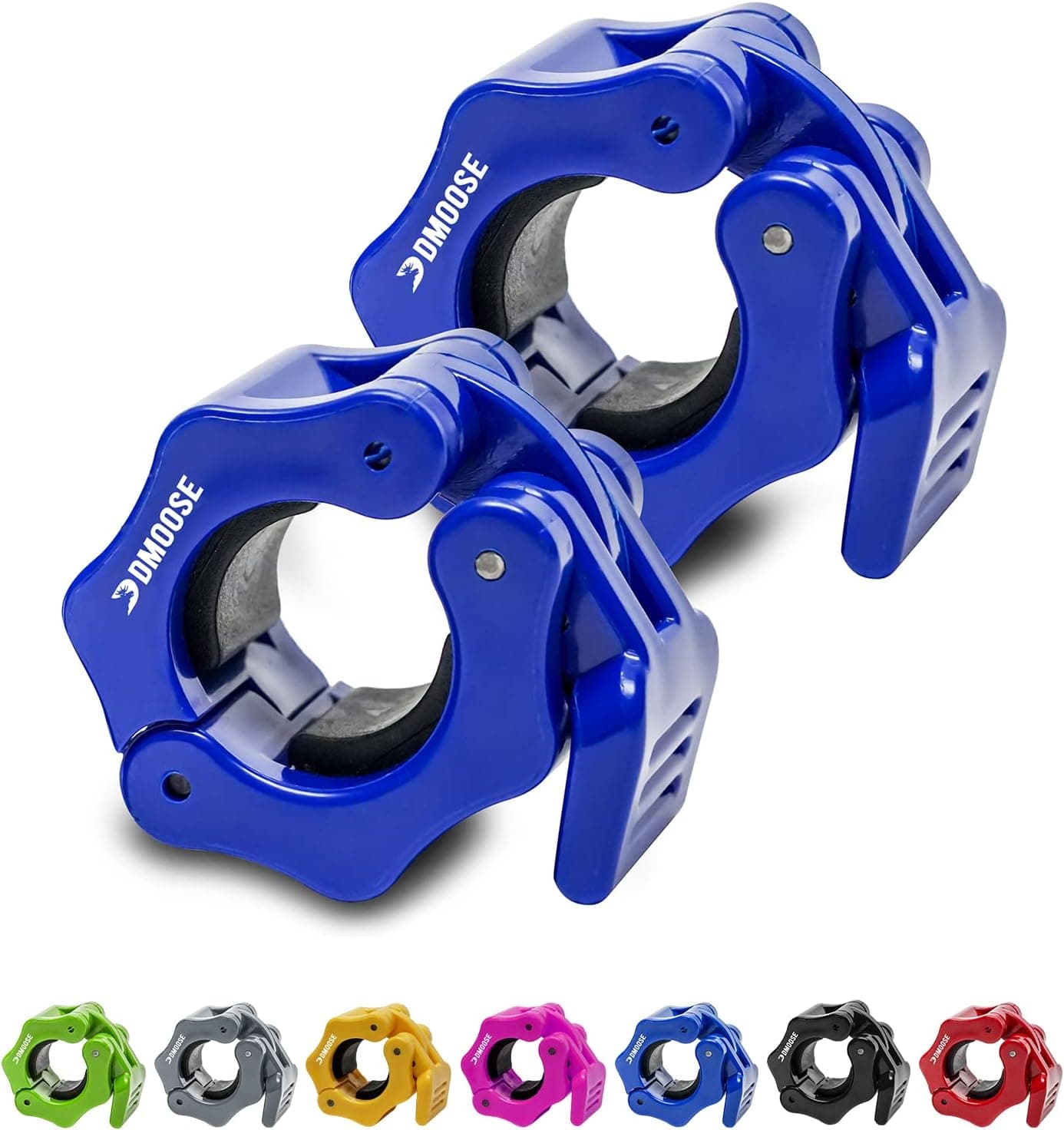 DMoose Olympic Barbell Clips - 2 Inch or 1 Inch Pair - Quick Release Barbell Collar Non Slip Locking Weight Clips - Barbell Clamps for Weightlifting Bar & Olympic Weight Bar