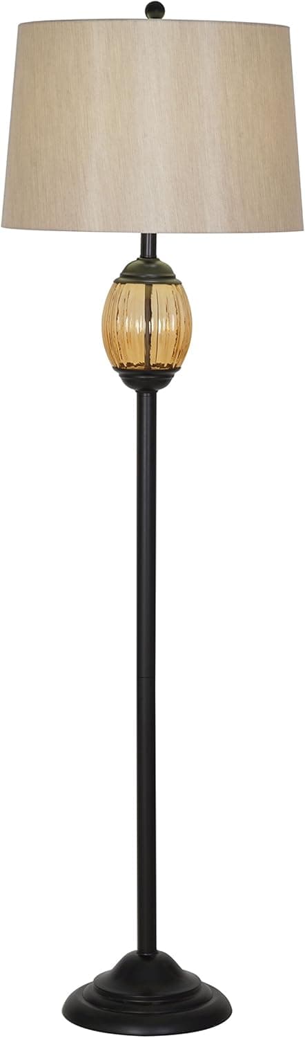 Catalina 20732-000 Traditional Ribbed Glass Floor Lamp, 61"H, Metallic Champagne