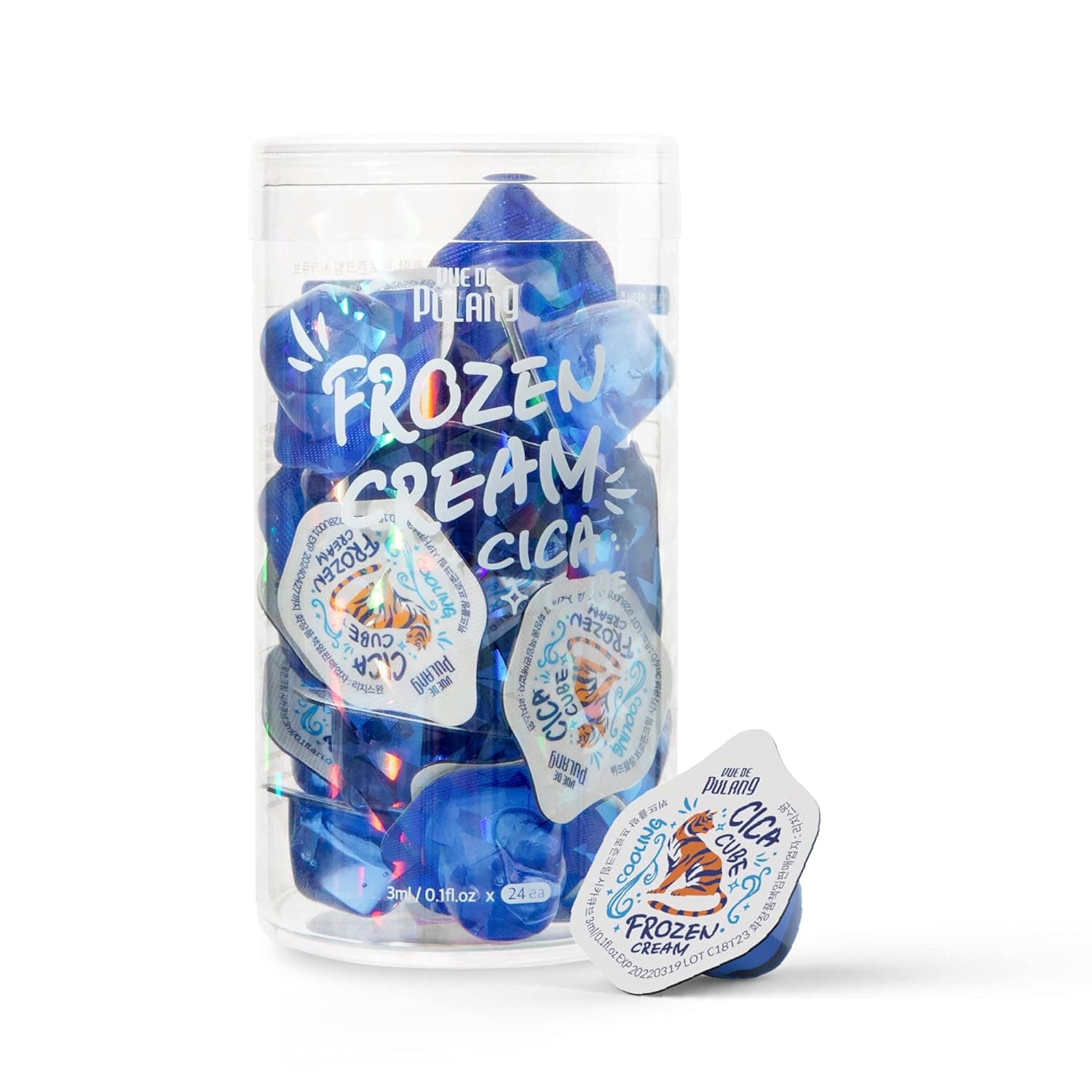 VUE DE PULANG Frozen Cream Cica Cube - Korean Skin Care Anti Aging Cream Facial Moisturizer - Travel Size Skin Tightening Cream for Face Eases Redness with Icelandic Water, 24 Cubes