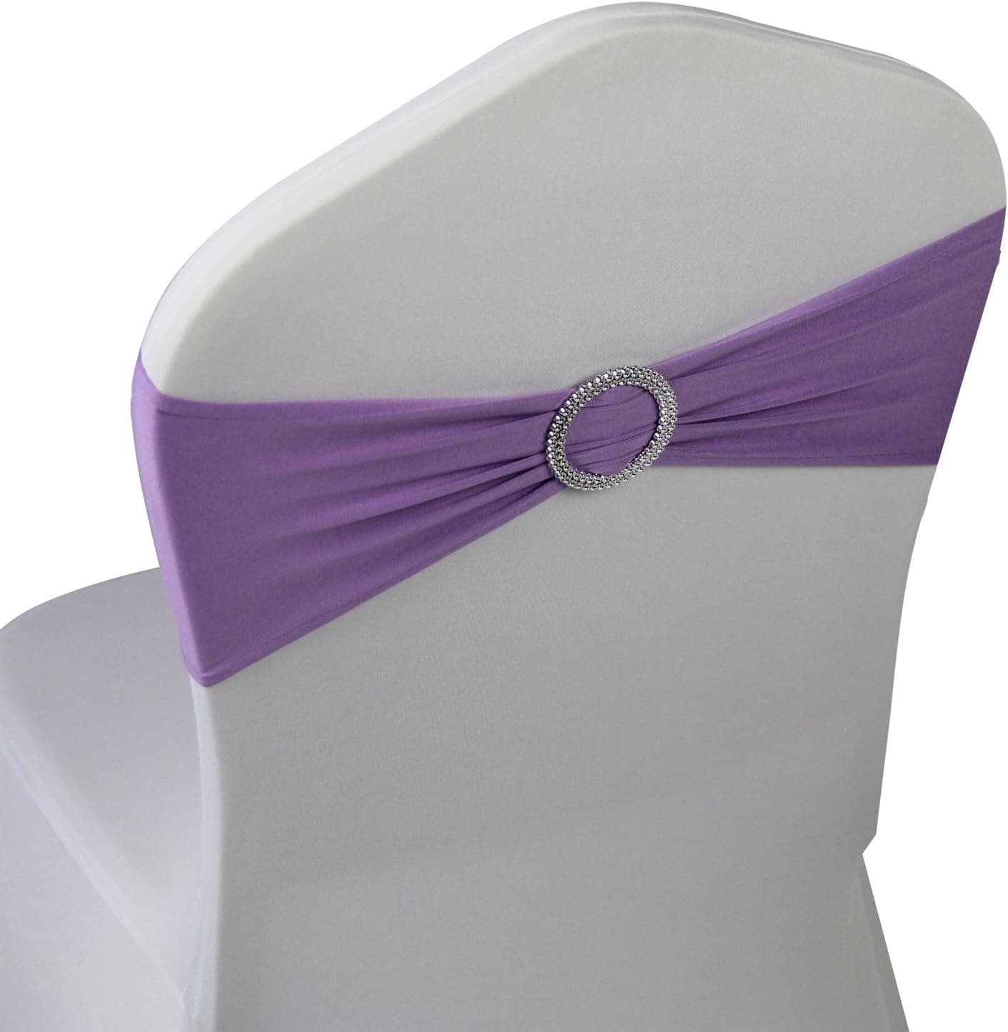 WELMATCH Lavender Spandex Chair Bands Sashes - 50 pcs Wedding Banquet Party Event Decoration Chair Bows Ties (Lavender, 50 pcs)