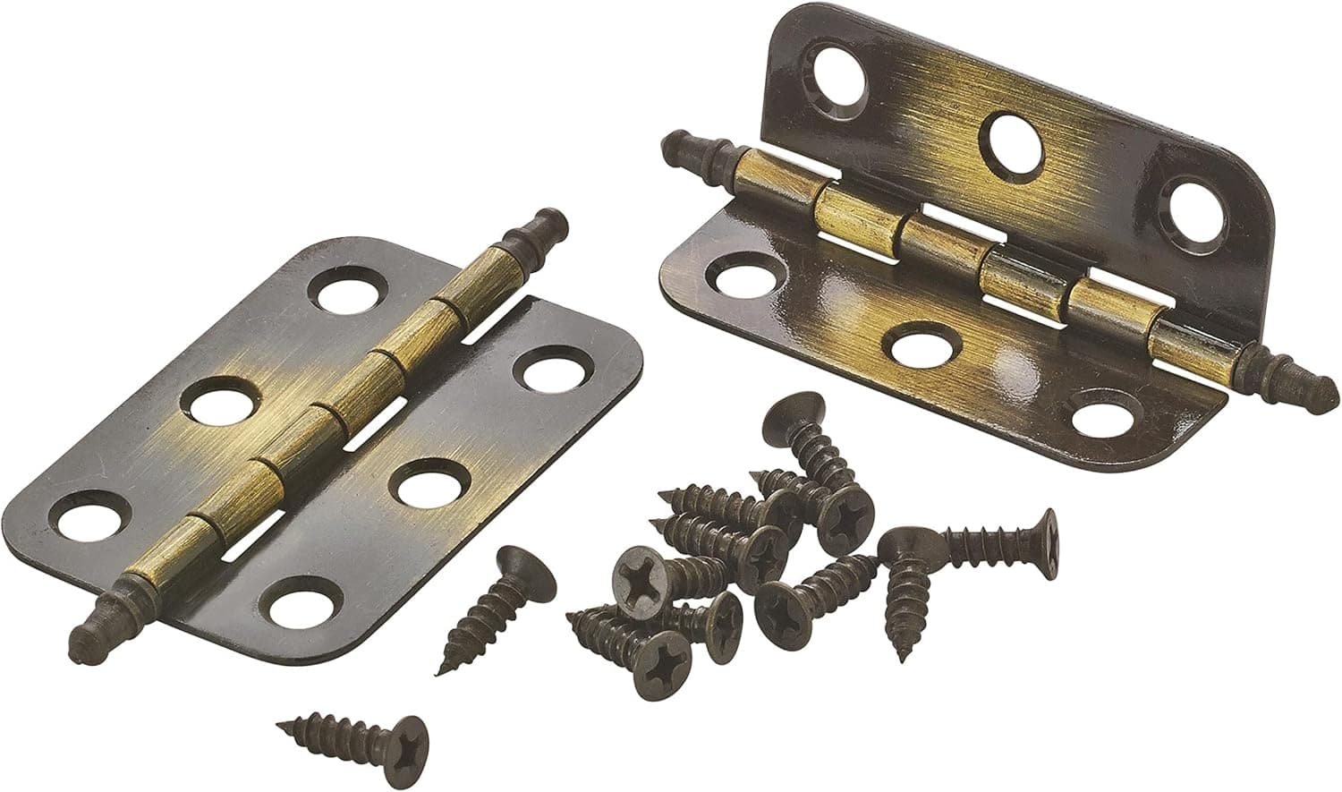 Amerock | Cabinet Hinge | 2-11/16 inch (68 mm) Length Hinge | Antique Brass | 2 Pack | Non Self-Closing Hinge | Butt Hinge | Cabinet Door Hinge