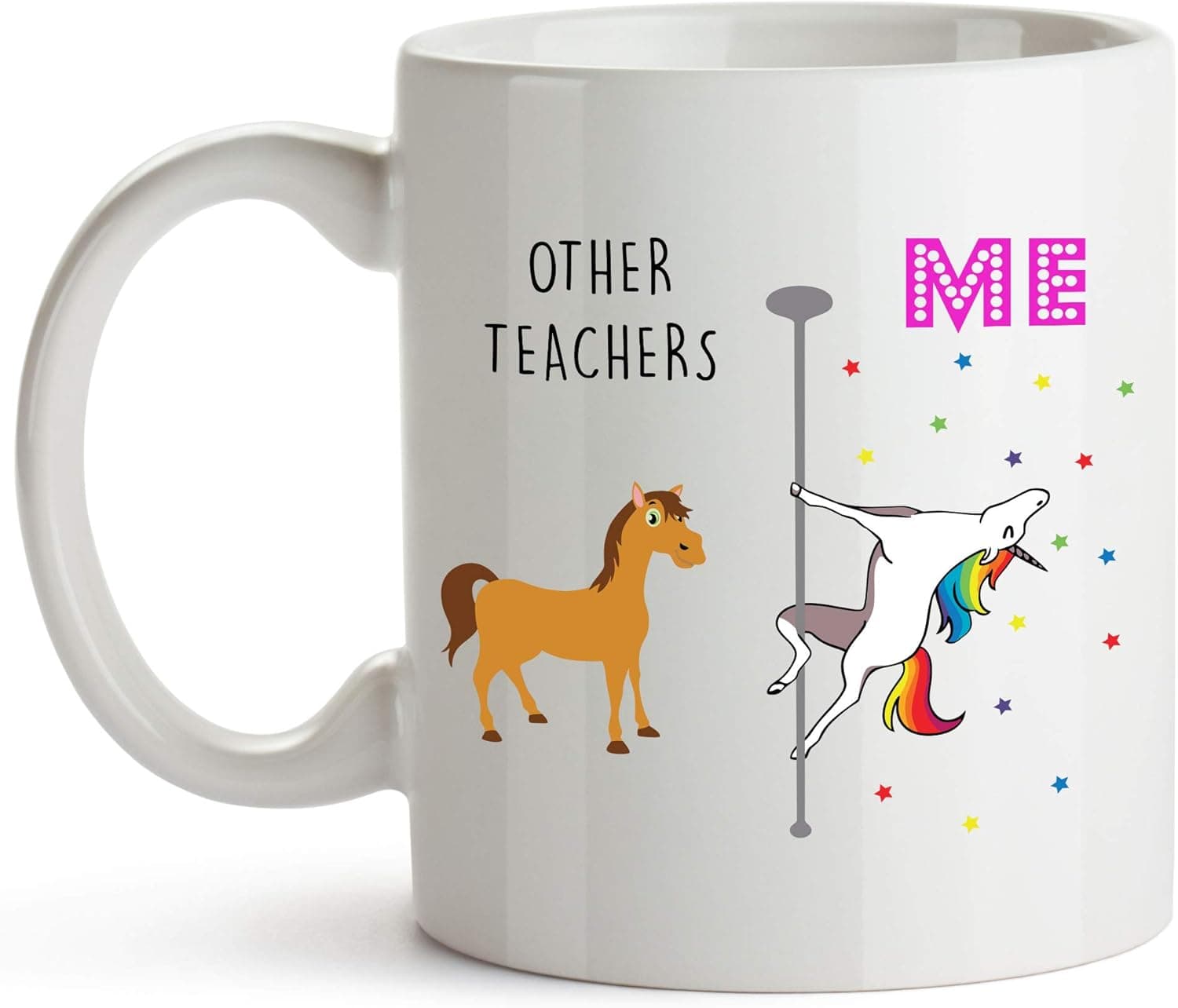YouNique Designs Teacher Coffee Mug, 11 Ounces, Unicorn Mug, Teacher Gifts for Men and Women (White)