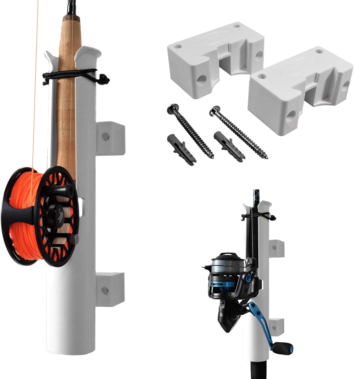 Rod-Runner Fishing Rod Holder Mount Combo Rod Mount & Holder | White