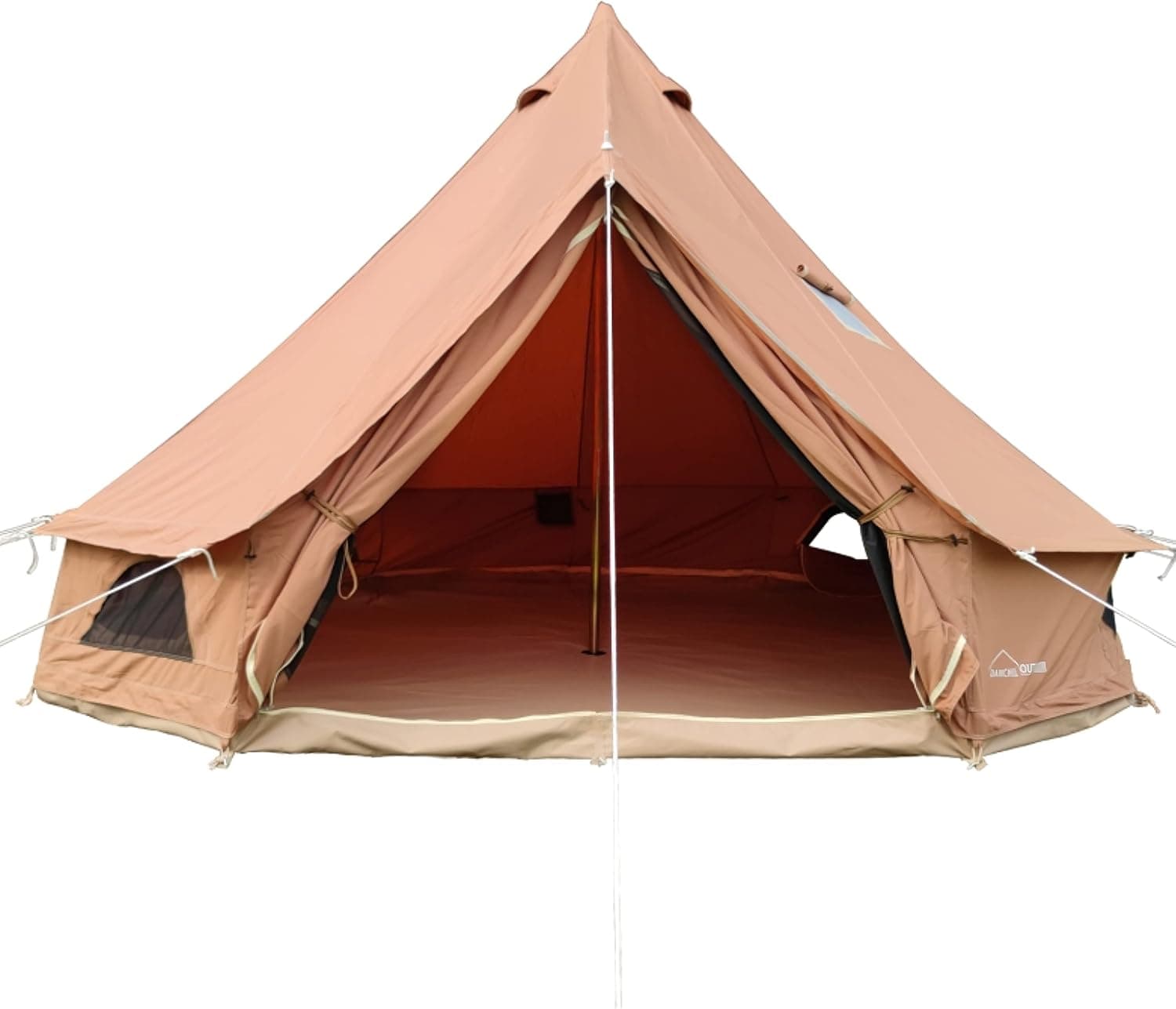 DANCHEL OUTDOOR B5 Pro Glamping Canvas Tent with 2 Stove Jacks Camping, 4 Season Waterproof Luxury Bell Tents 100% Cotton Yurts for All Year Living (2/4/6/8 Person)