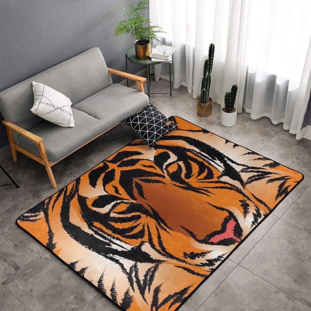 NiYoung Bedroom Livingroom Sitting-Room Big Size Area Rug Home Decor - Striped Bengal Tiger King Floor Mat Doormats Fast Dry Toilet Bath Rug Exercise Mat Throw Rugs Carpet