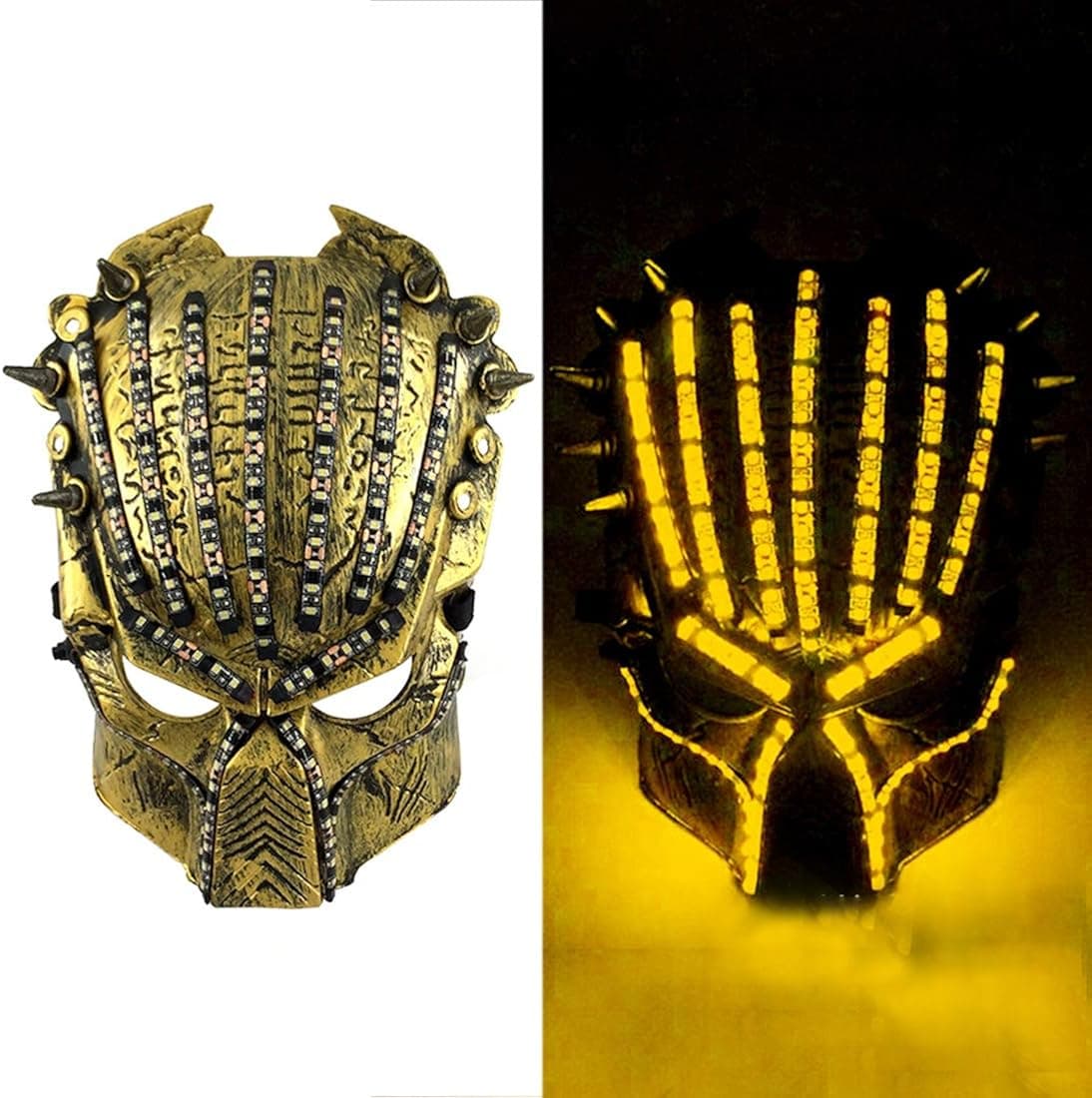 Led Predator Mask Glowing Light 5 Colors Cosplay Alien Vs. Predator Full Head Prop Halloween Party