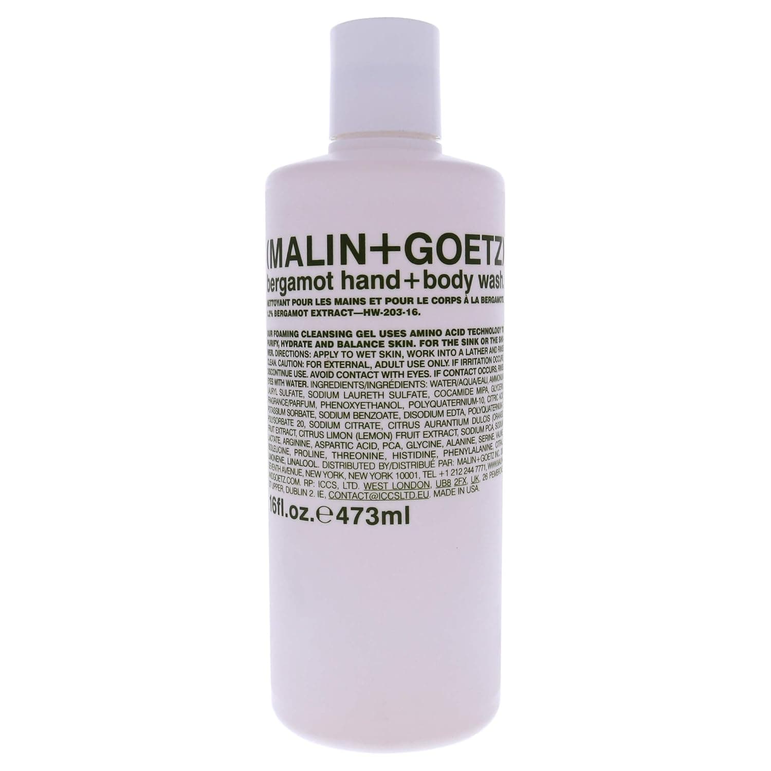 Malin + Goetz Essential Bergamot Hand + Body Wash—purifying, hydrating hand + body wash for men + women. for all skin types, even sensitive. No stripping or irritation. Cruelty-free + vegan