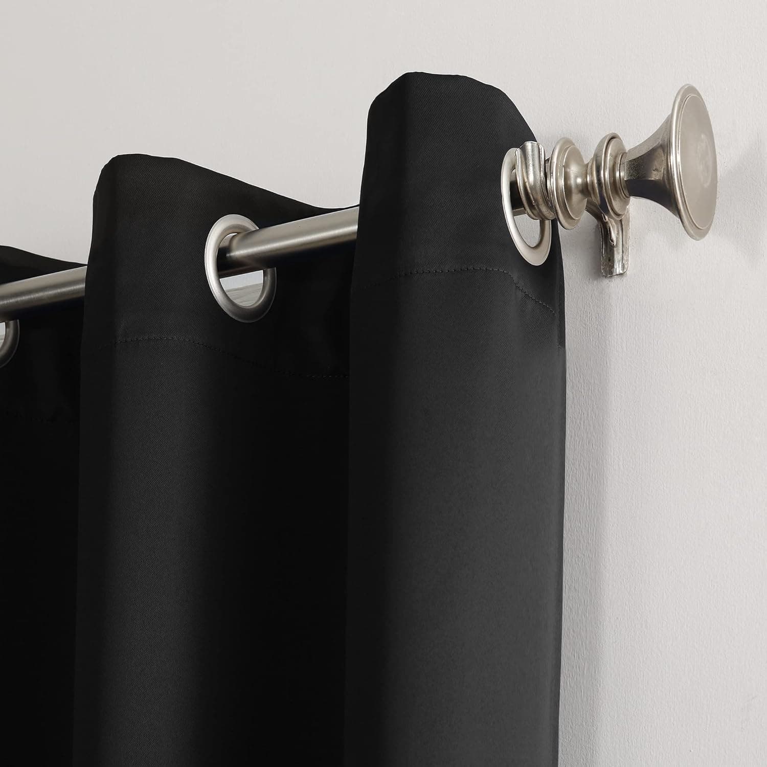 Sun Zero Soho Blackout Energy Efficient Grommet Curtain Single Panel, 54" x 63", Black